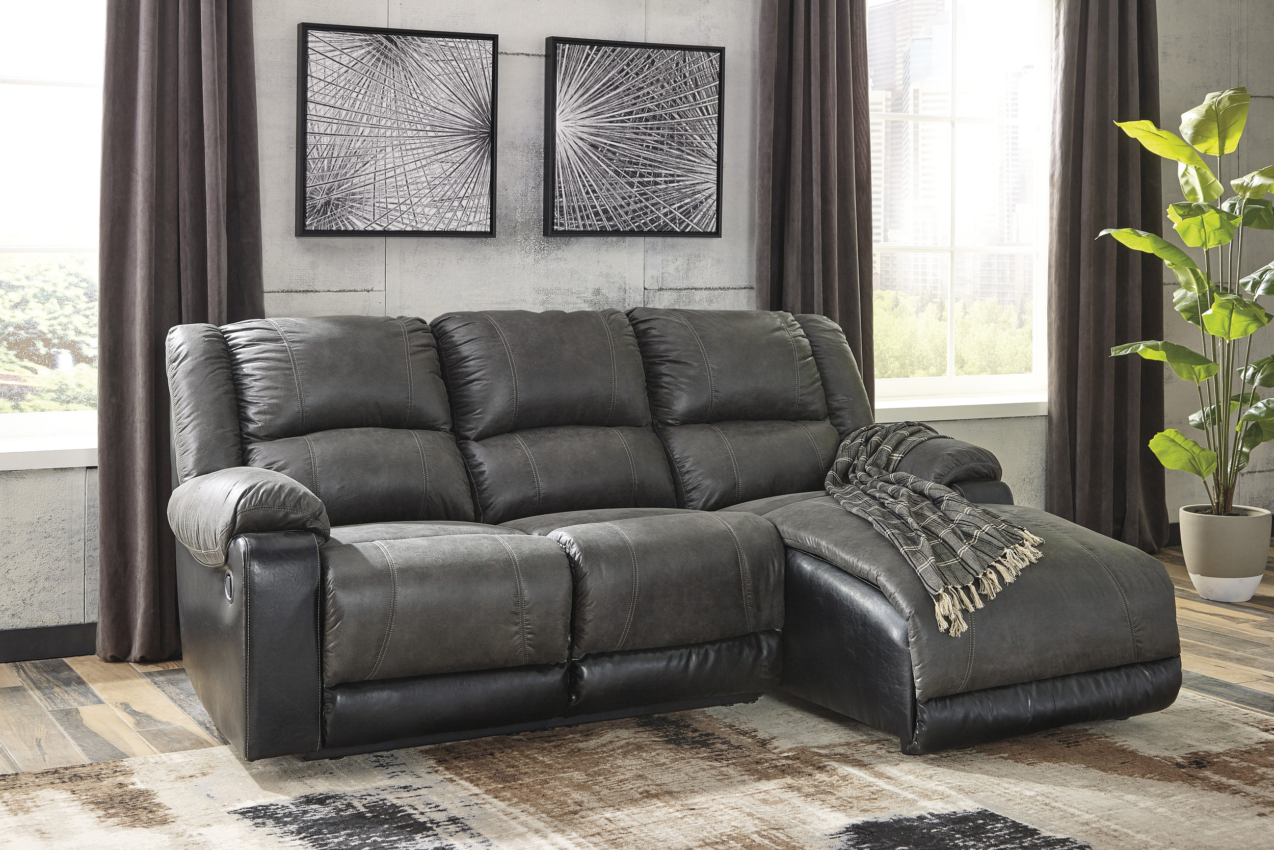 Ashley Nantahala 50301S9 3-Piece Reclining Sectional With Chaise