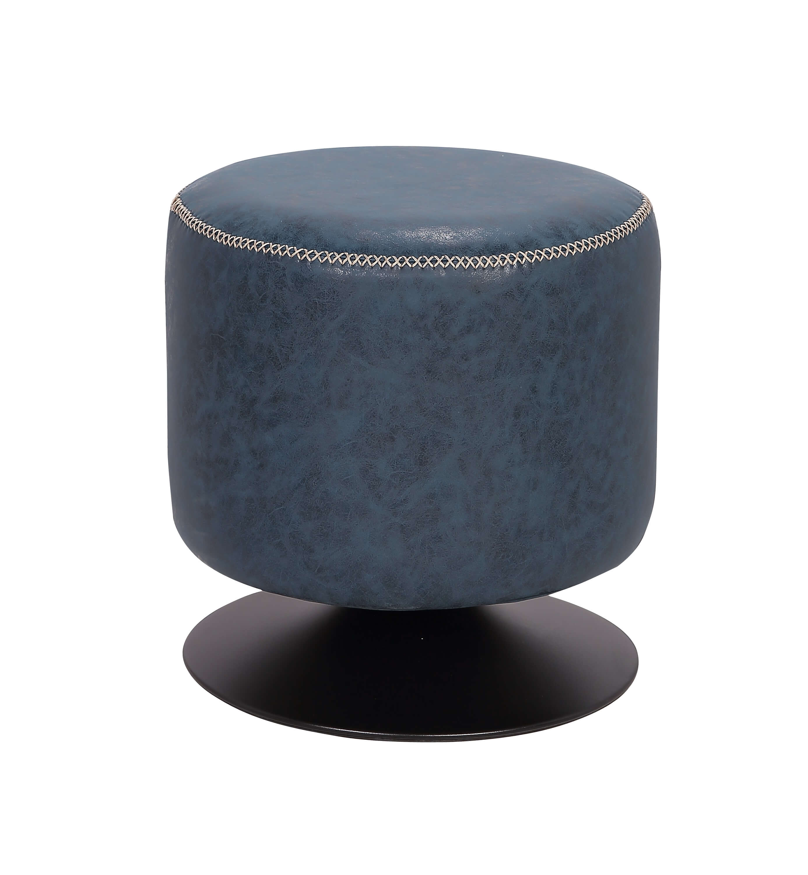 5035 Round Swivel Vintage Upholstered PU Ottoman