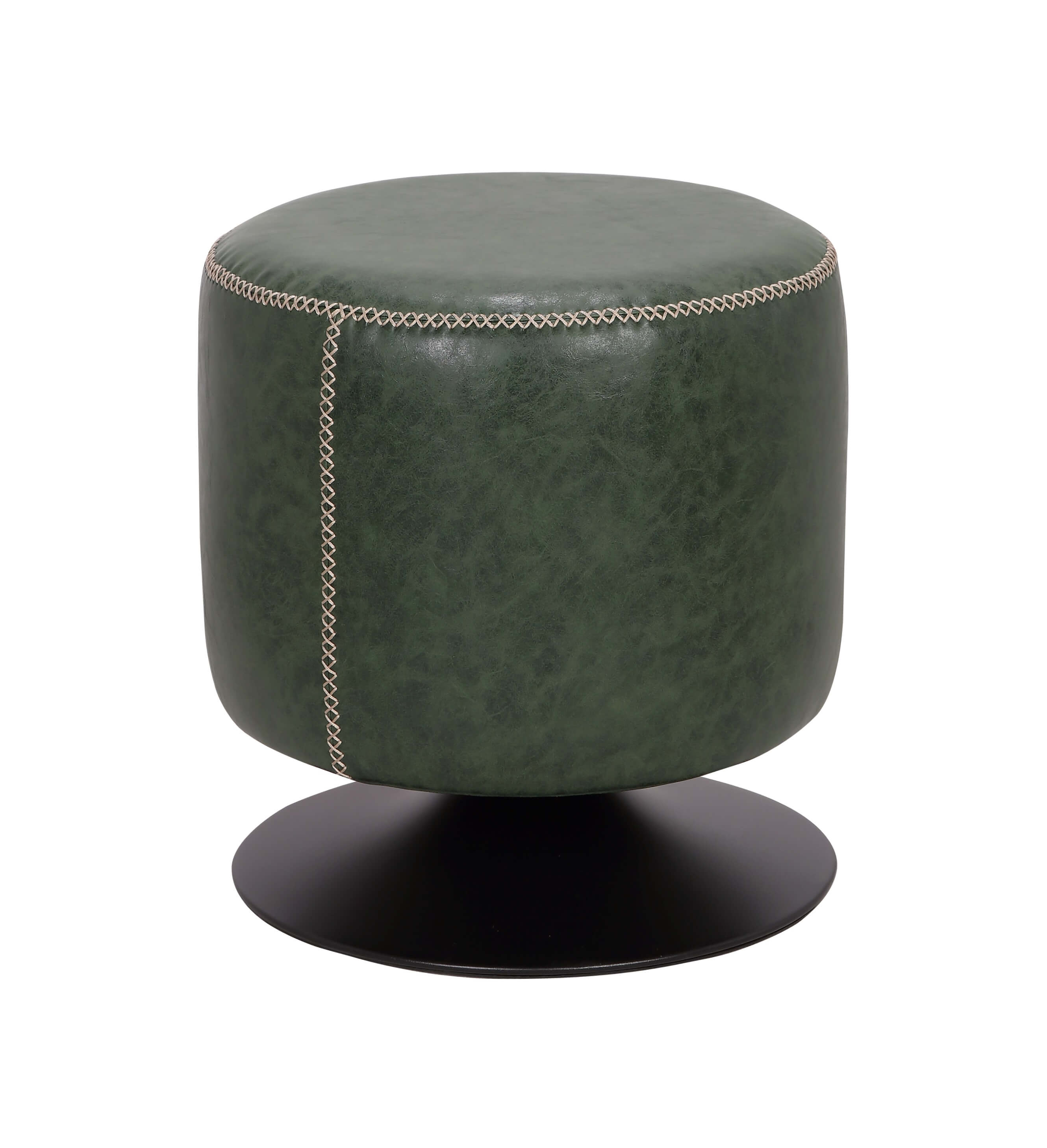 5035 Round Swivel Vintage Upholstered PU Ottoman