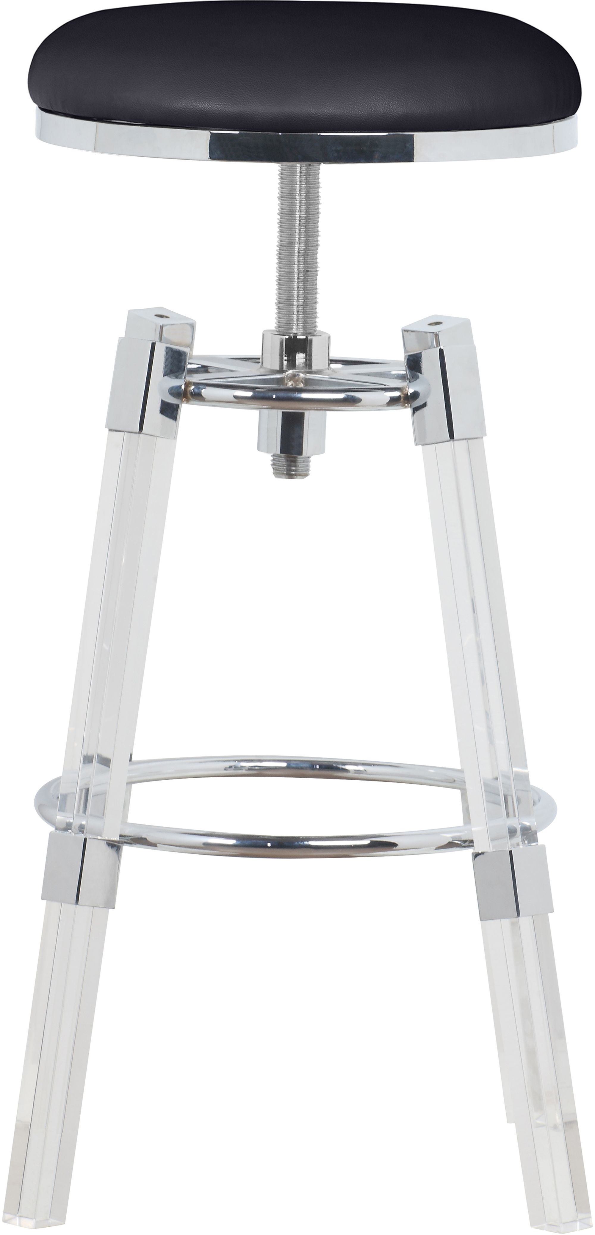 Venus Faux Leather Adjustable Stool with Thick Acrylic & Chrome Base