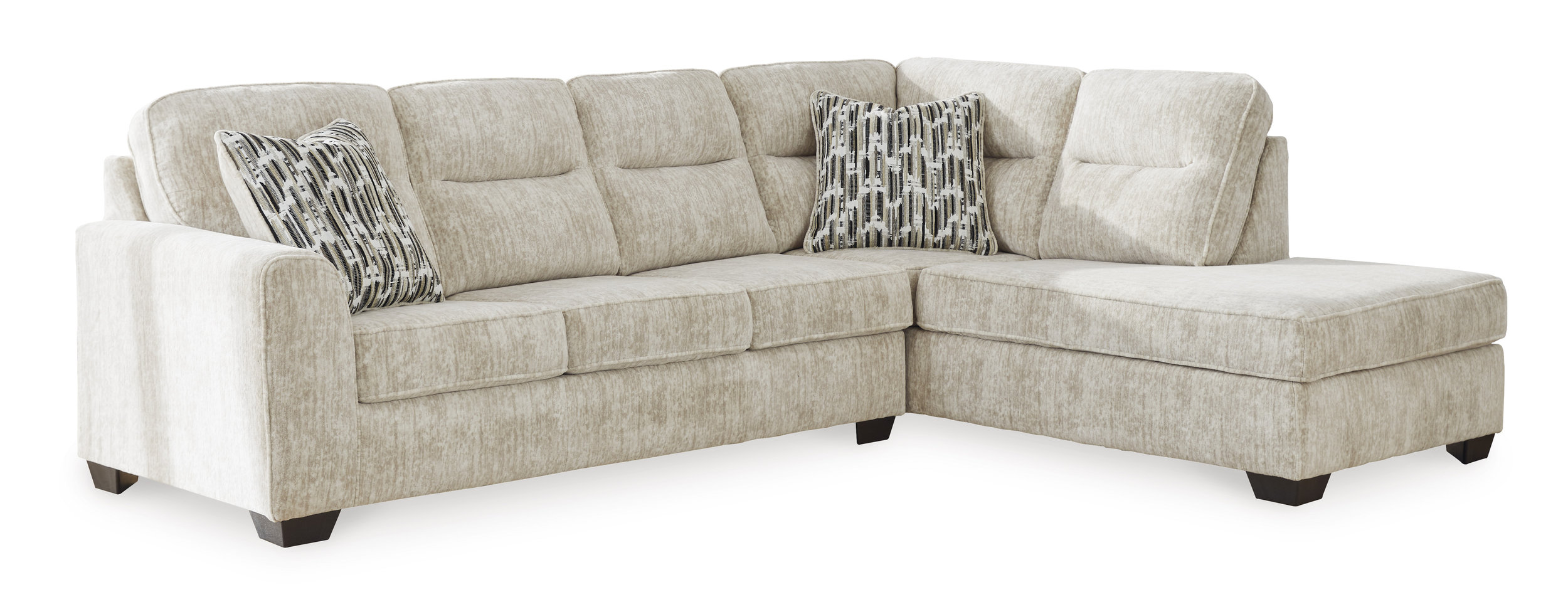 Lonoke Fabric L-Shaped 2-Piece Sectional Sofa w/Right Chaise