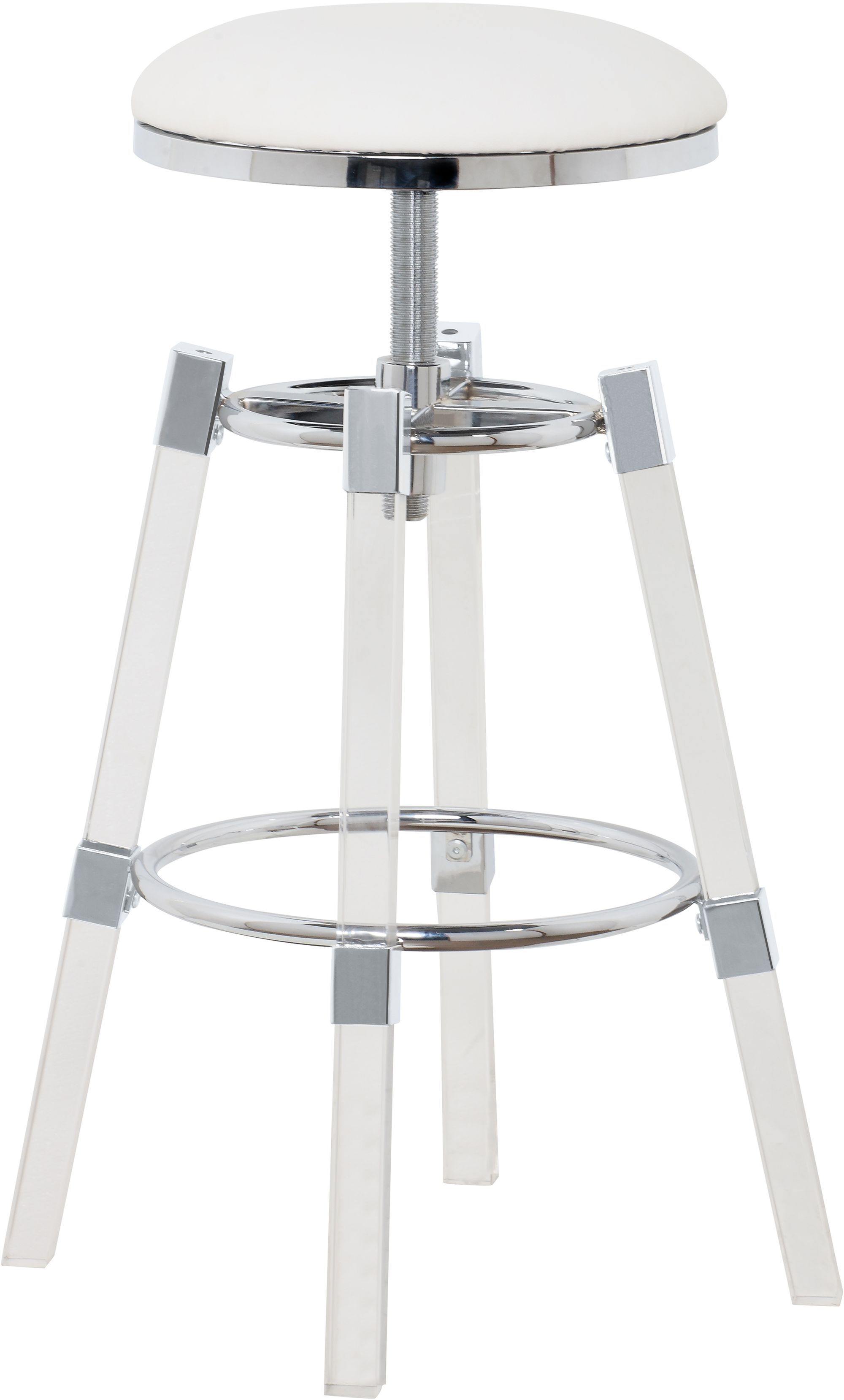 Venus Faux Leather Adjustable Stool with Thick Acrylic & Chrome Base