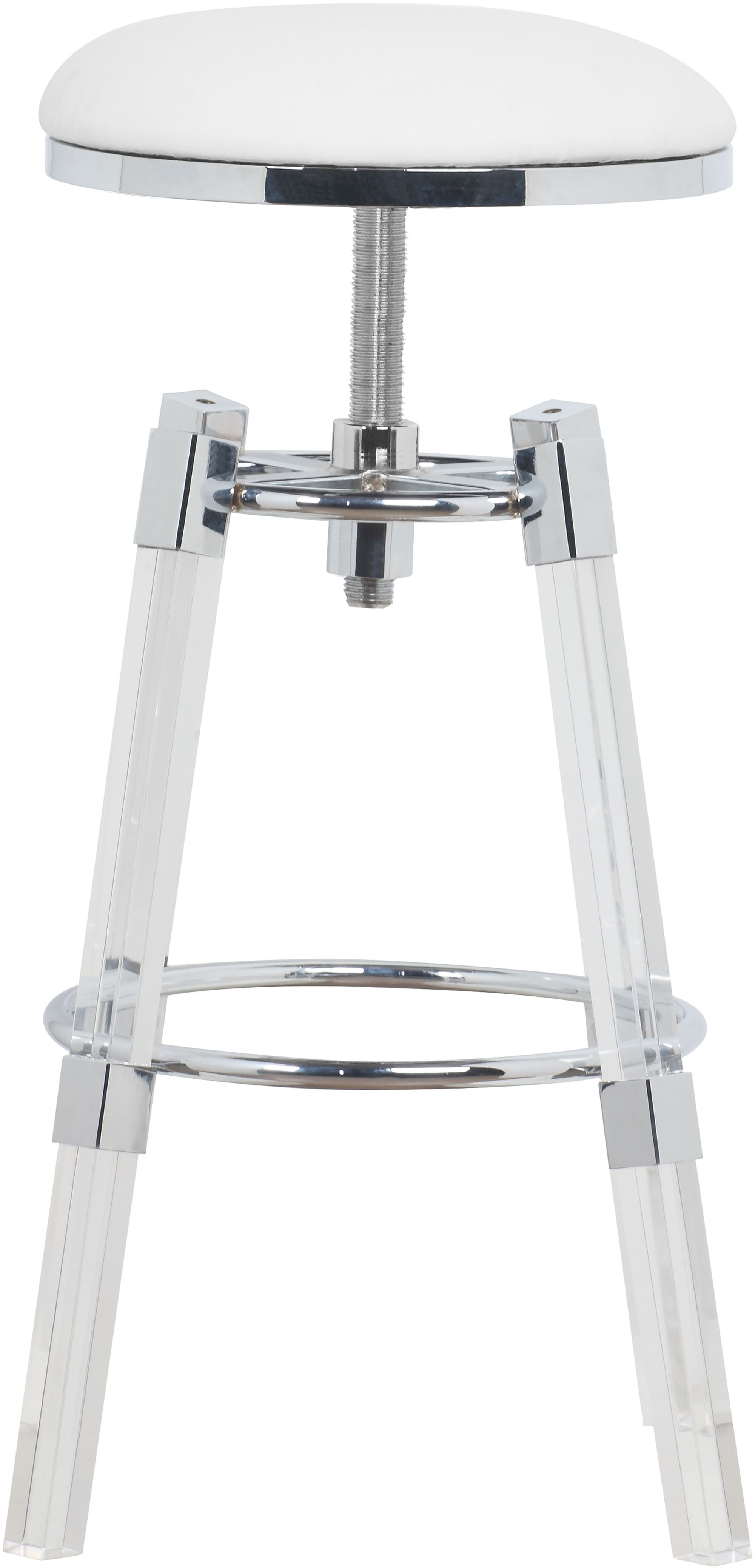 Venus Faux Leather Adjustable Stool with Thick Acrylic & Chrome Base
