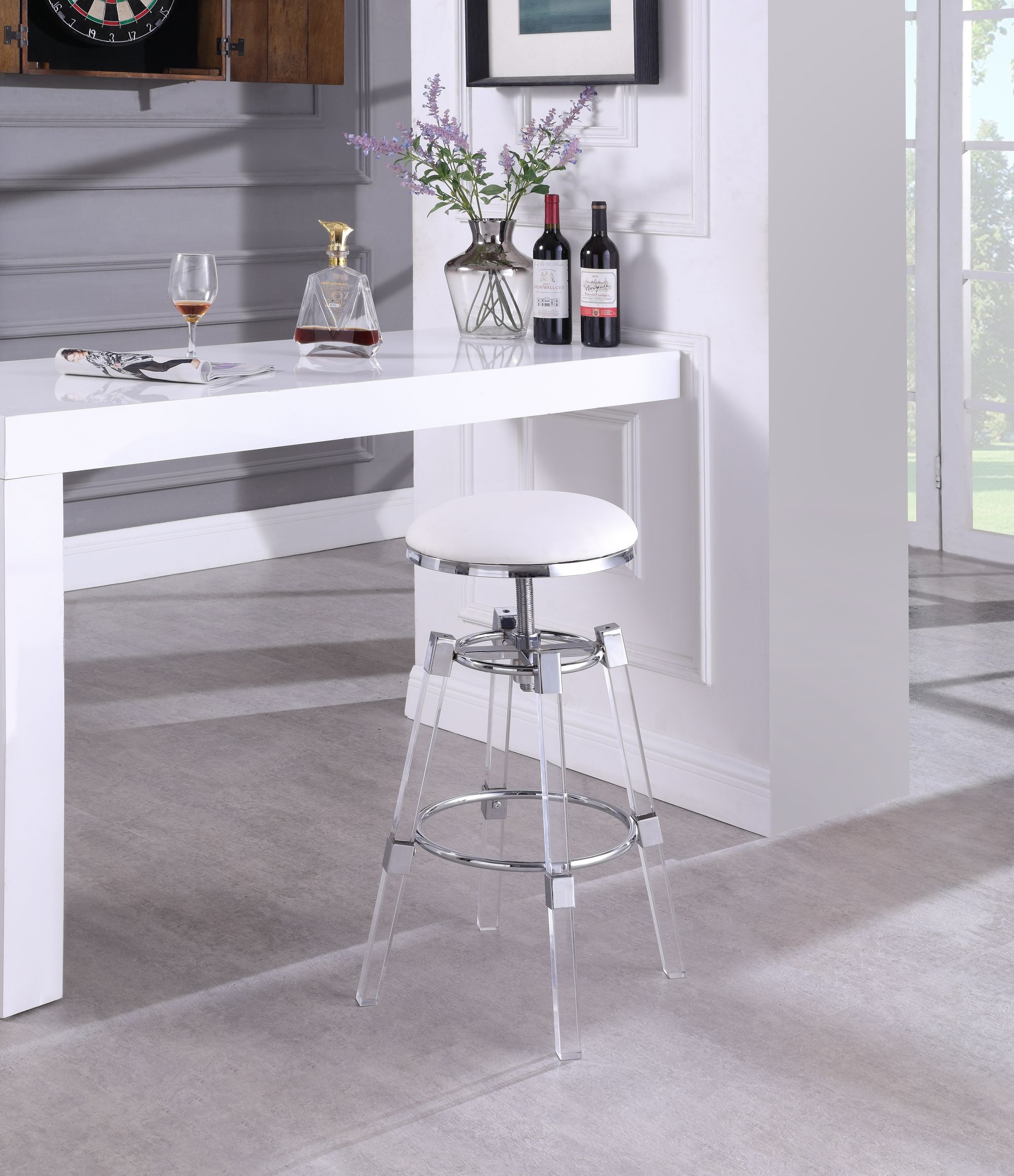 Venus Faux Leather Adjustable Stool with Thick Acrylic