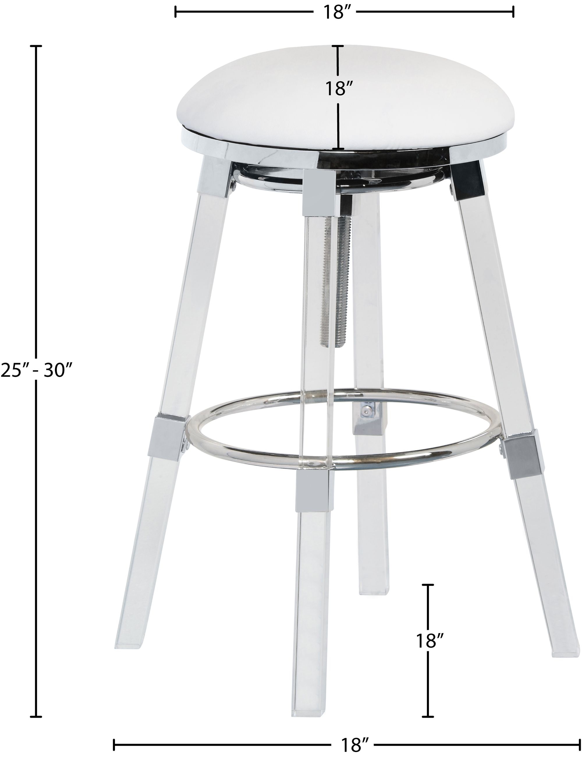 Venus Faux Leather Adjustable Stool with Thick Acrylic
