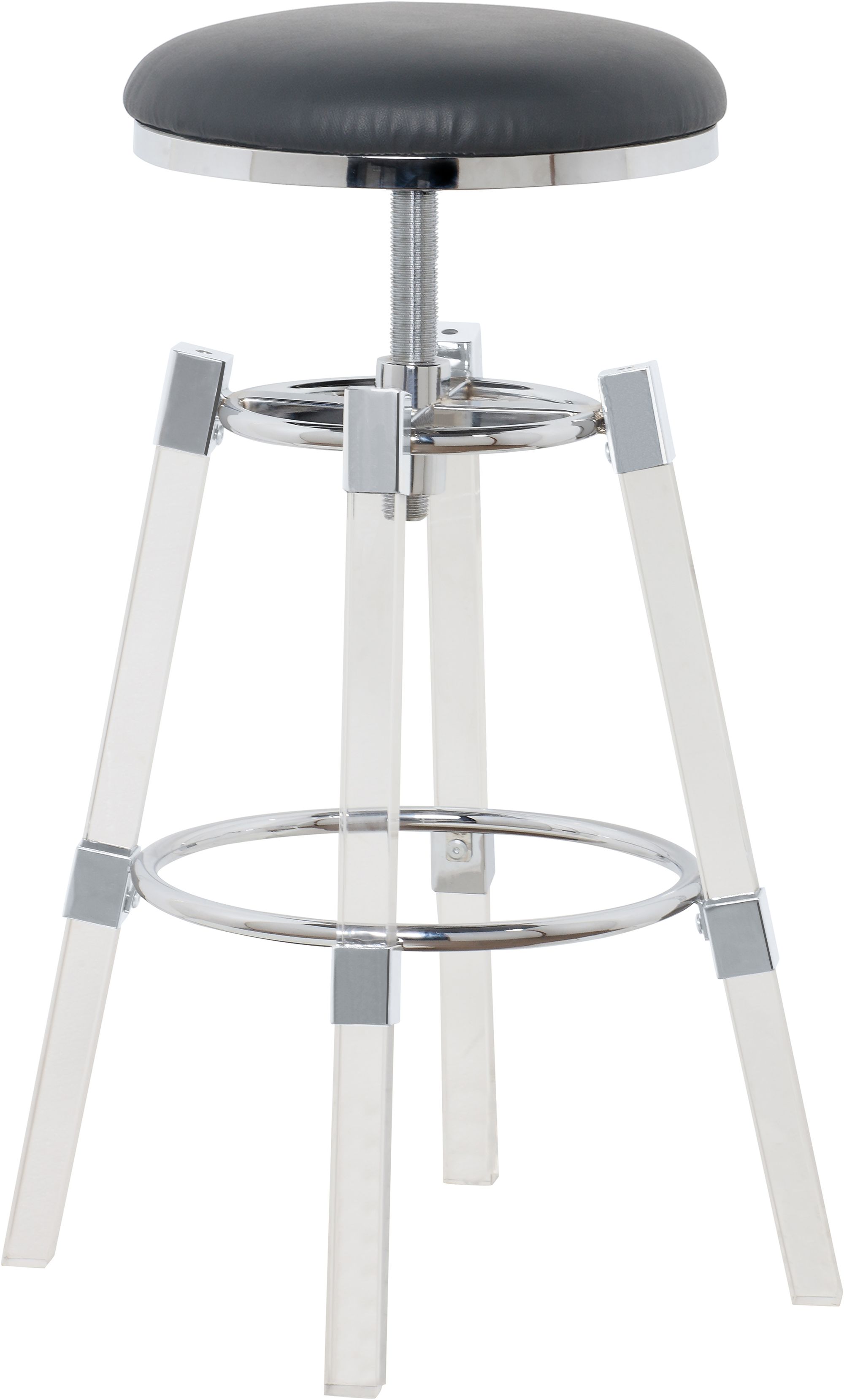 Venus Faux Leather Adjustable Stool with Thick Acrylic & Chrome Base