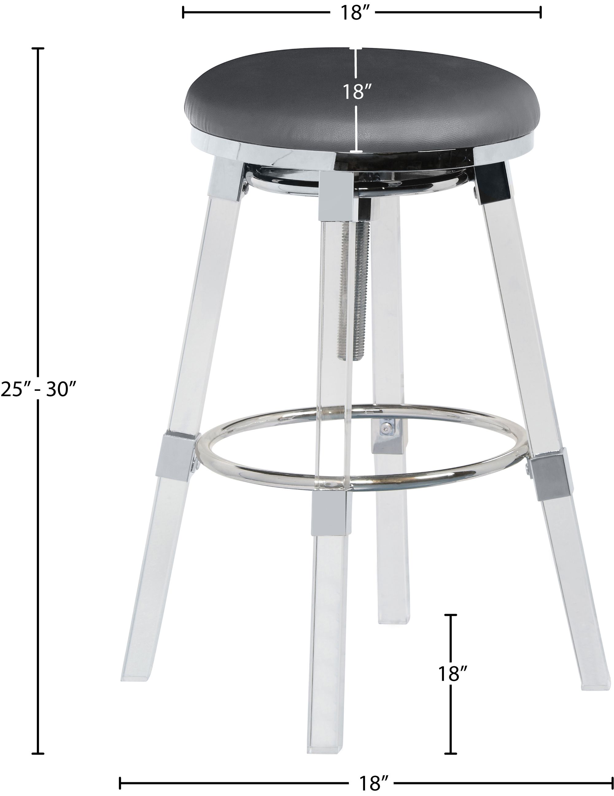 Venus Faux Leather Adjustable Stool with Thick Acrylic & Chrome Base