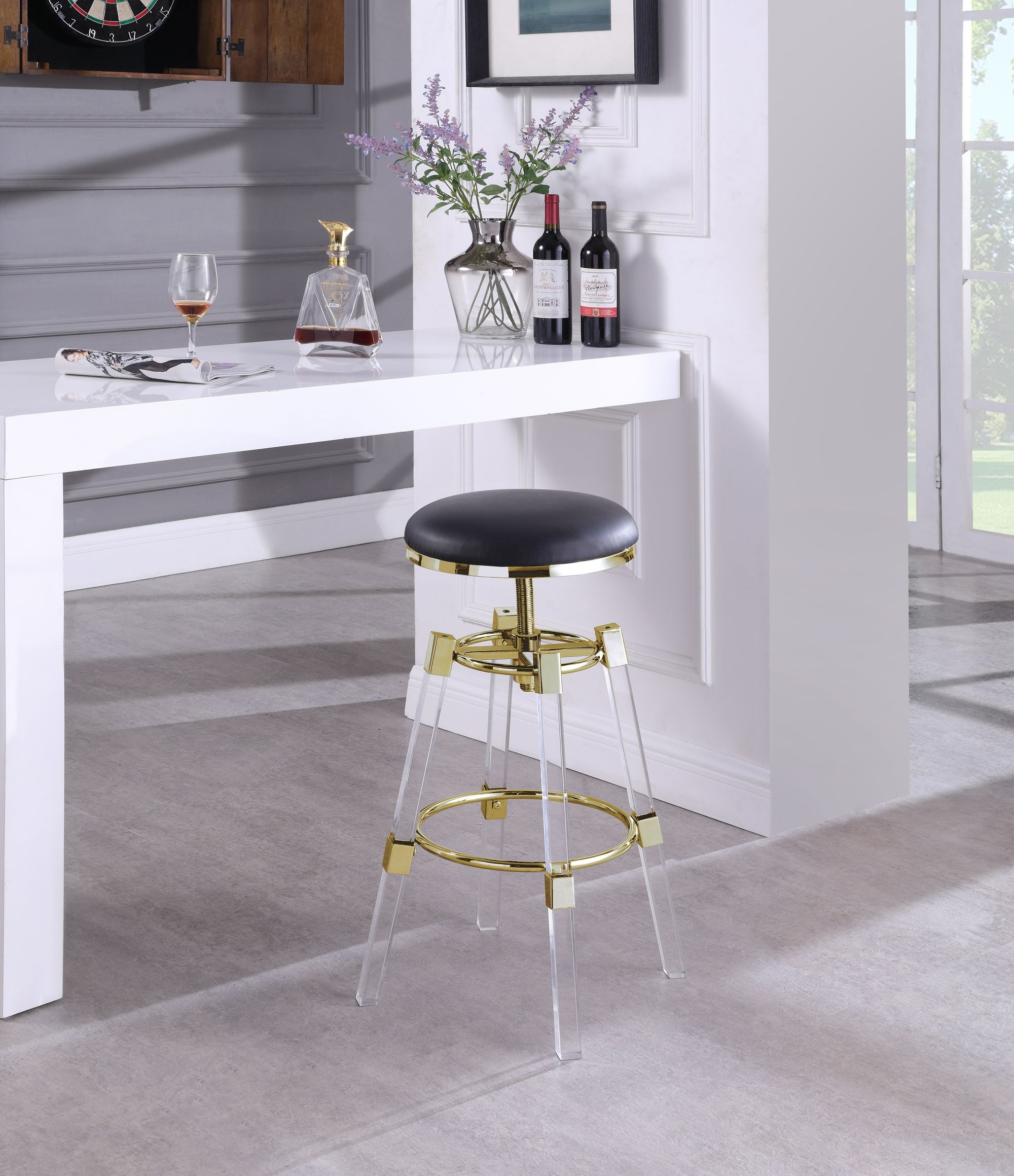 Venus Faux Leather Adjustable Stool with Thick Acrylic
