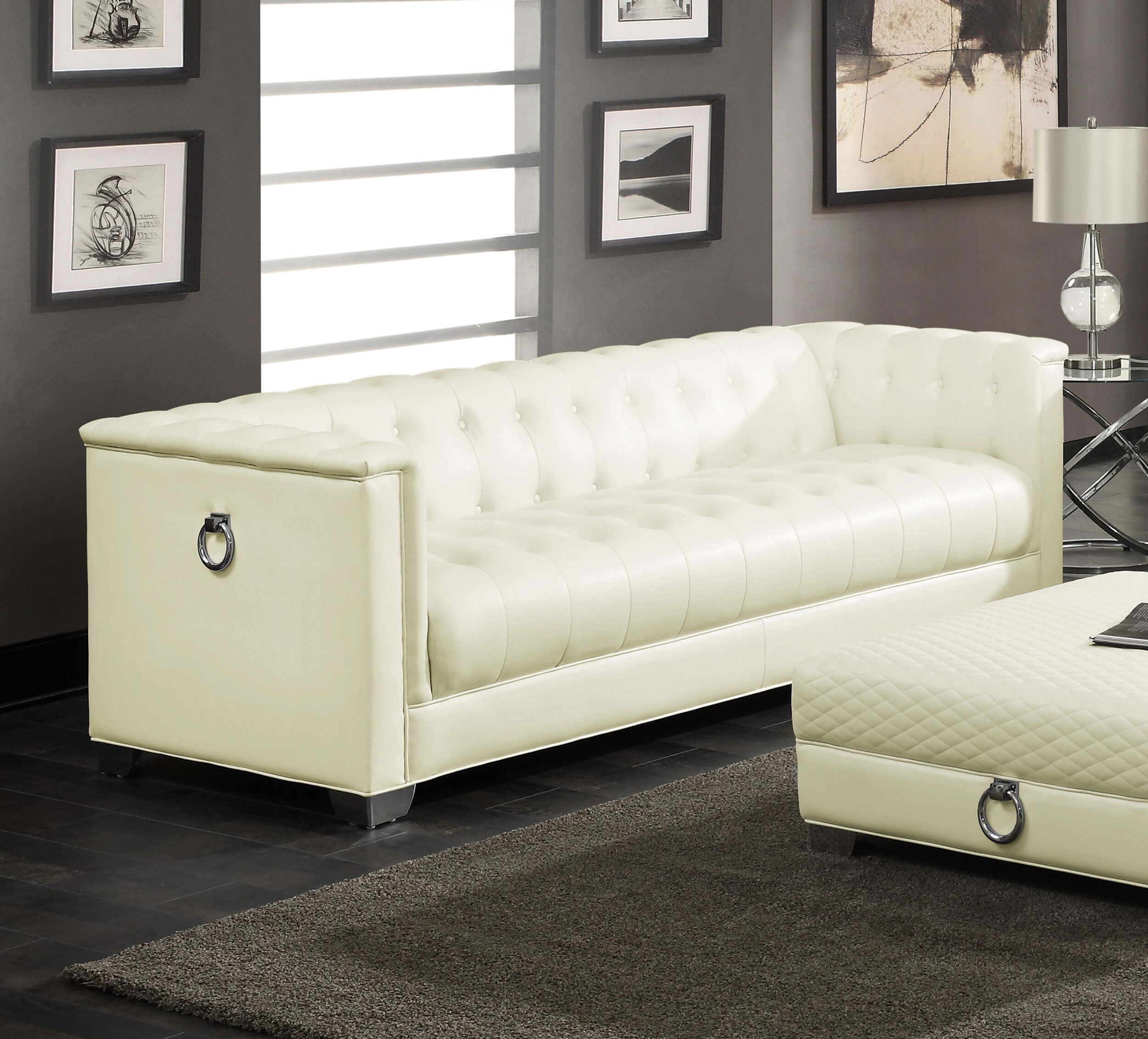 Chaviano Tufted Leatherette Sofa