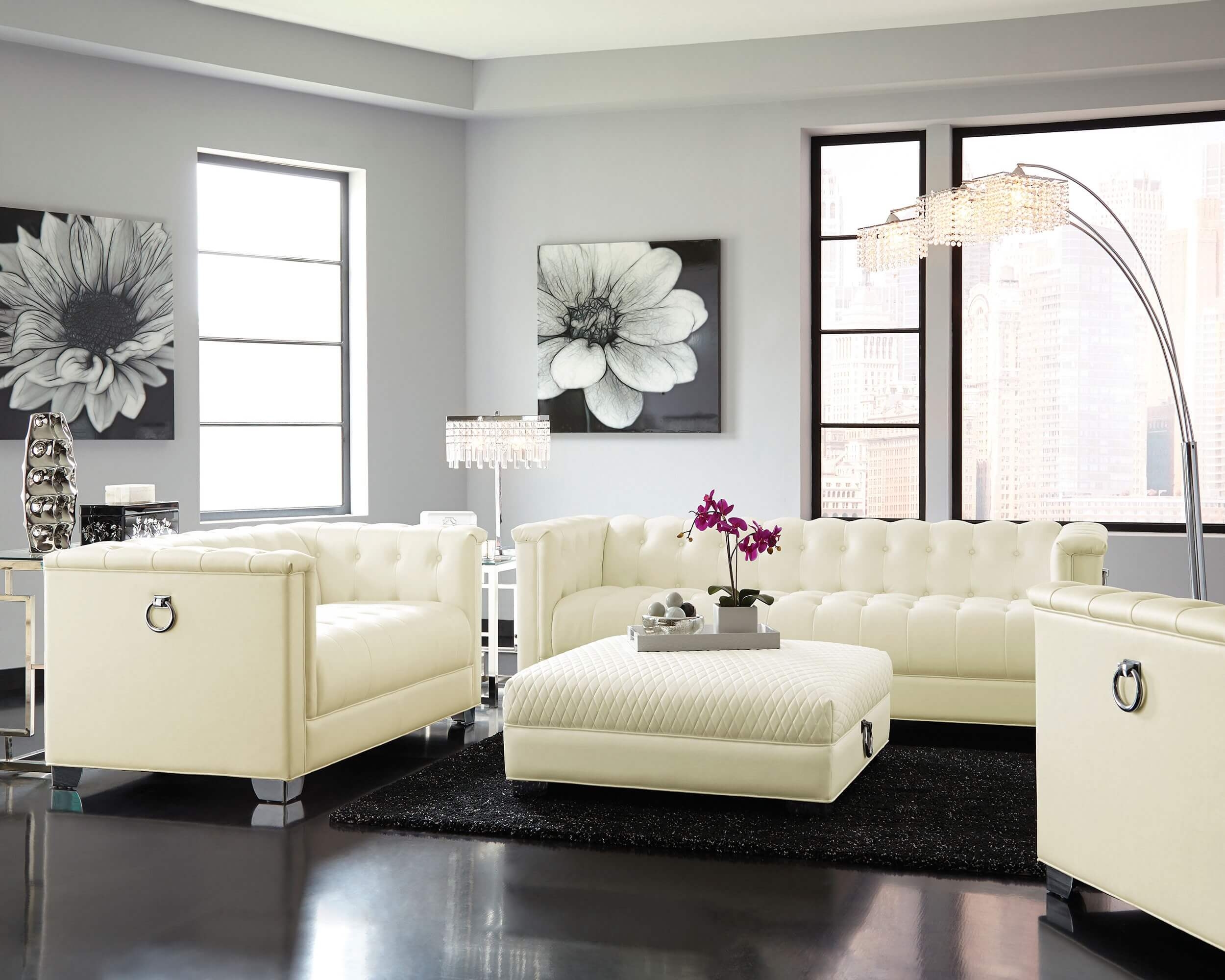 Chaviano Tufted Leatherette Sofa