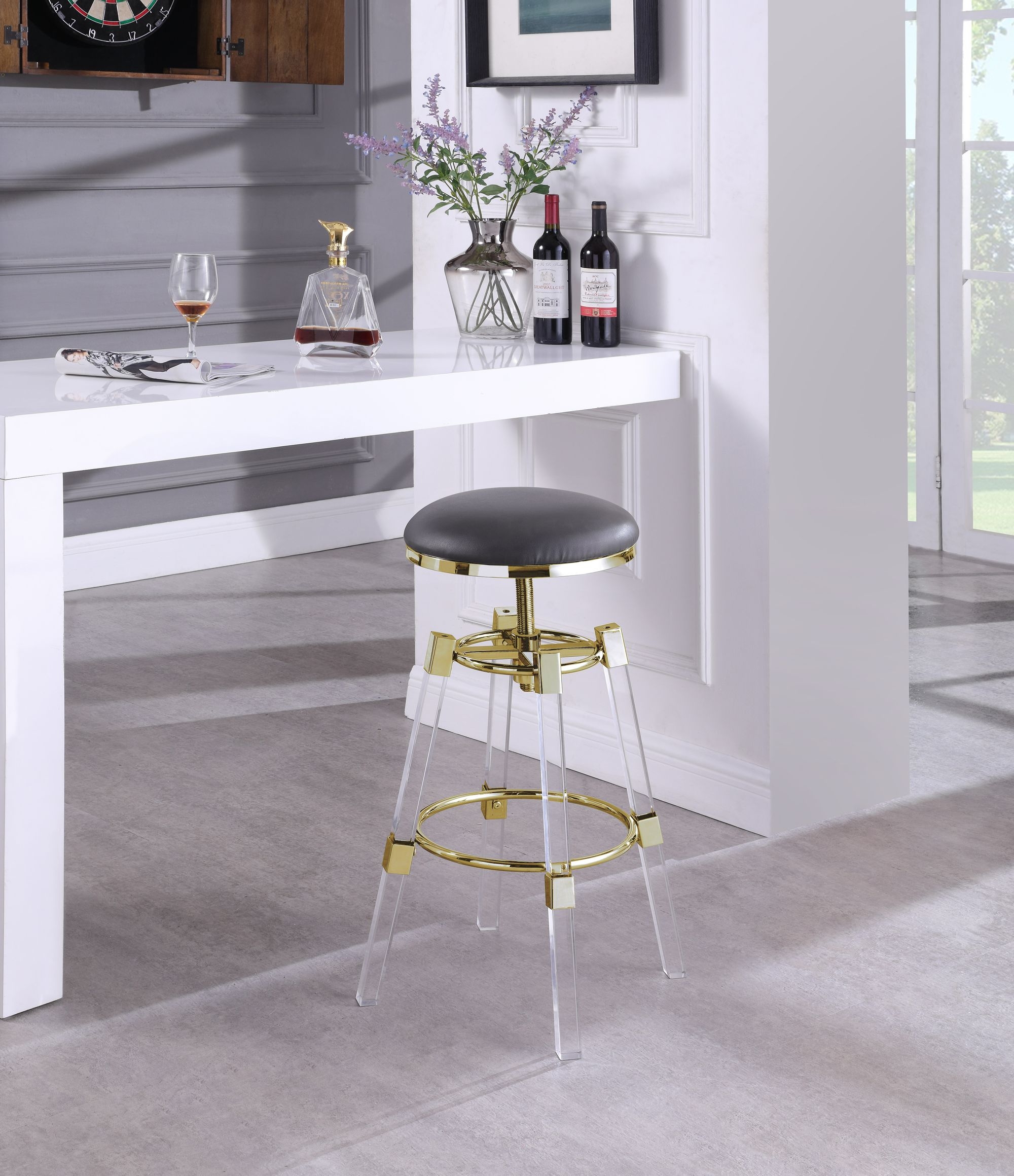 Venus Faux Leather Adjustable Stool with Thick Acrylic
