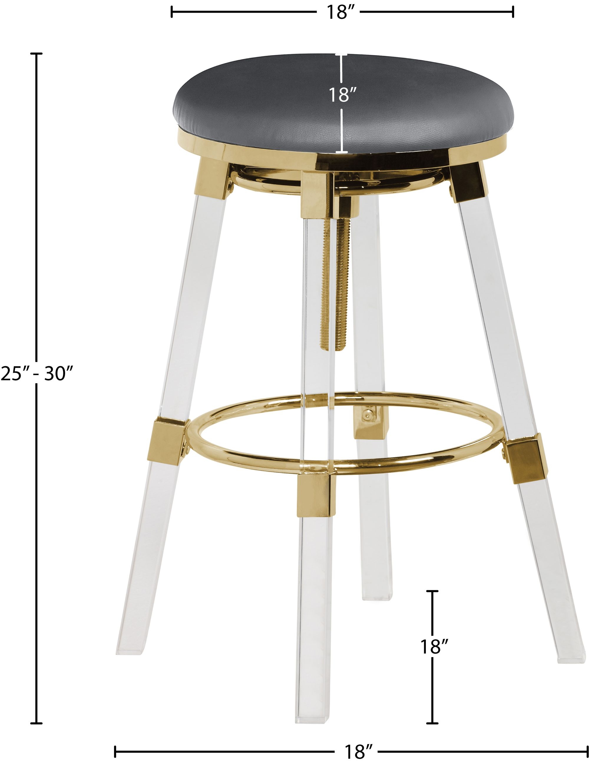 Venus Faux Leather Adjustable Stool with Thick Acrylic