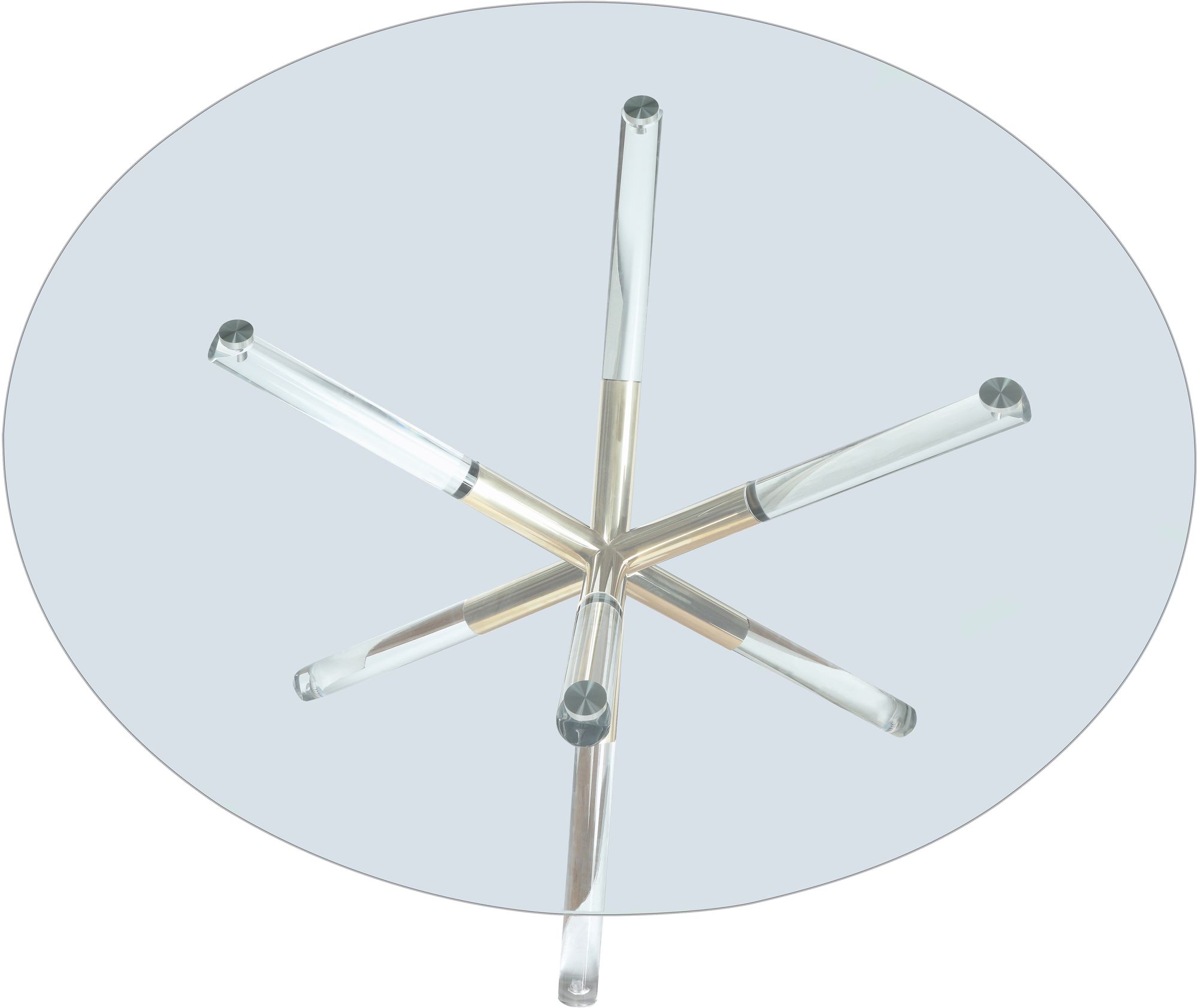 Mercury 48" Round Glass Dining Table with Acrylic & Gold Metal Base