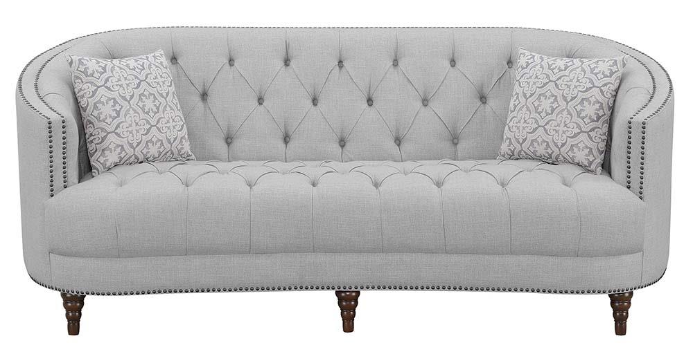 Avonlea Sloped Arm Tufted Fabric Velvet Sofa