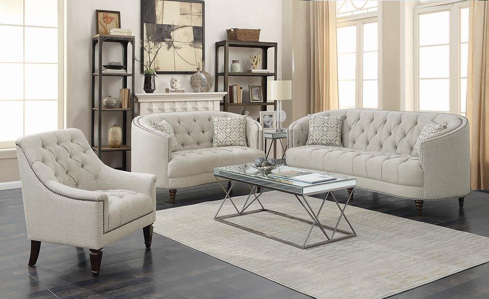 Avonlea Sloped Arm Tufted Fabric Loveseat