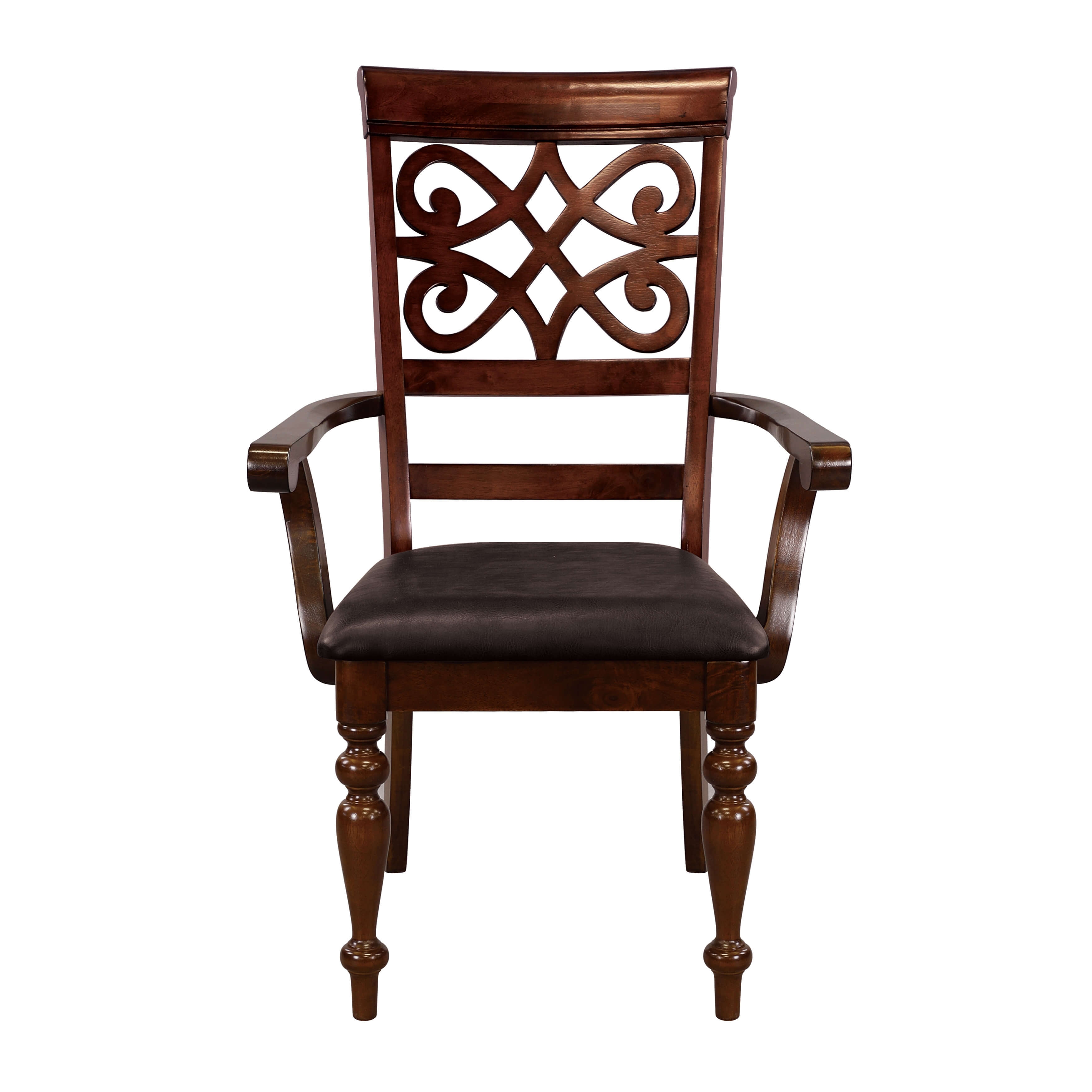 Creswell Leg Classic Vinyl/Wood Dining Arm Chair