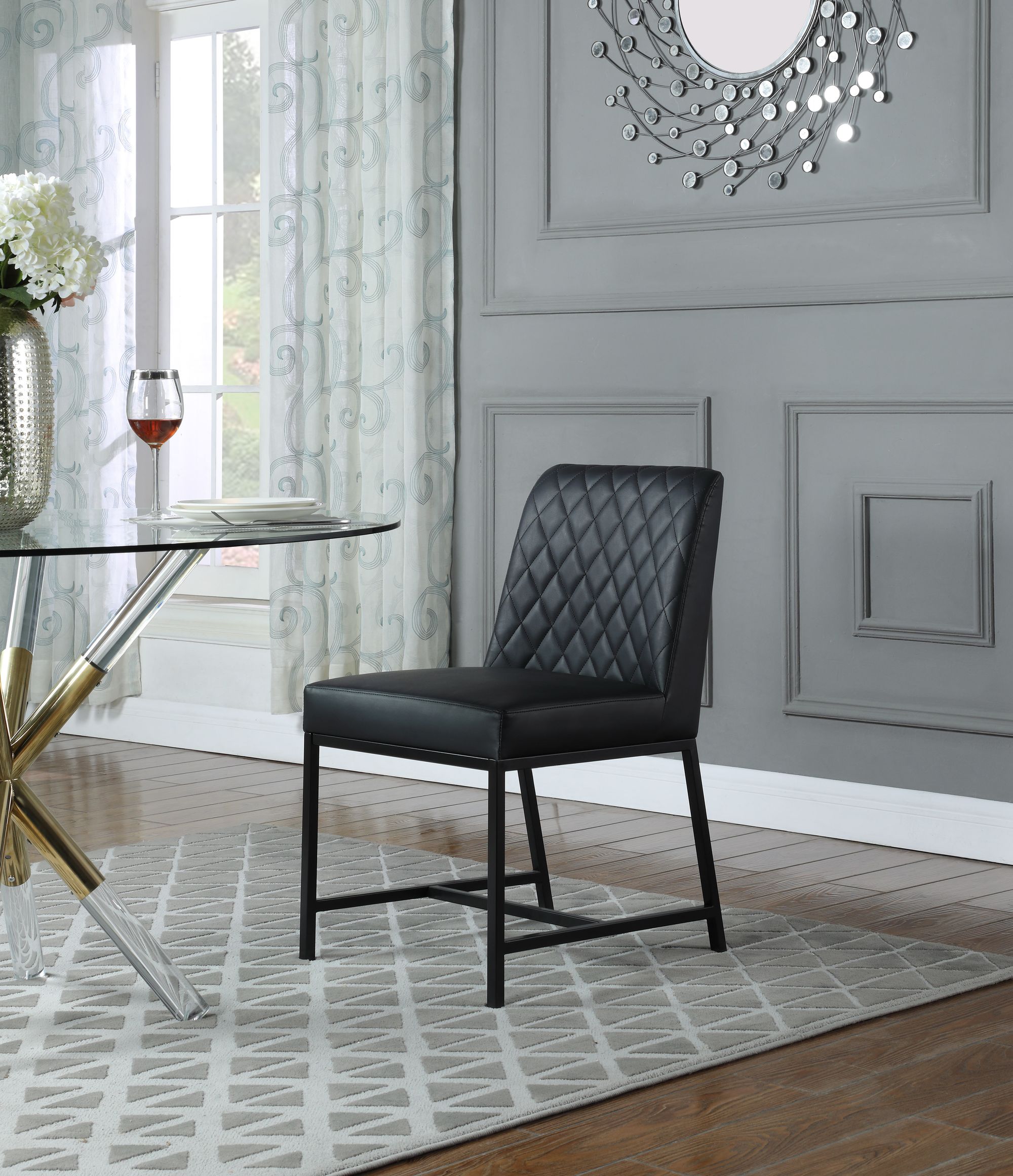 Bryce Faux Leather Dining Chair with Matte Black Metal Legs