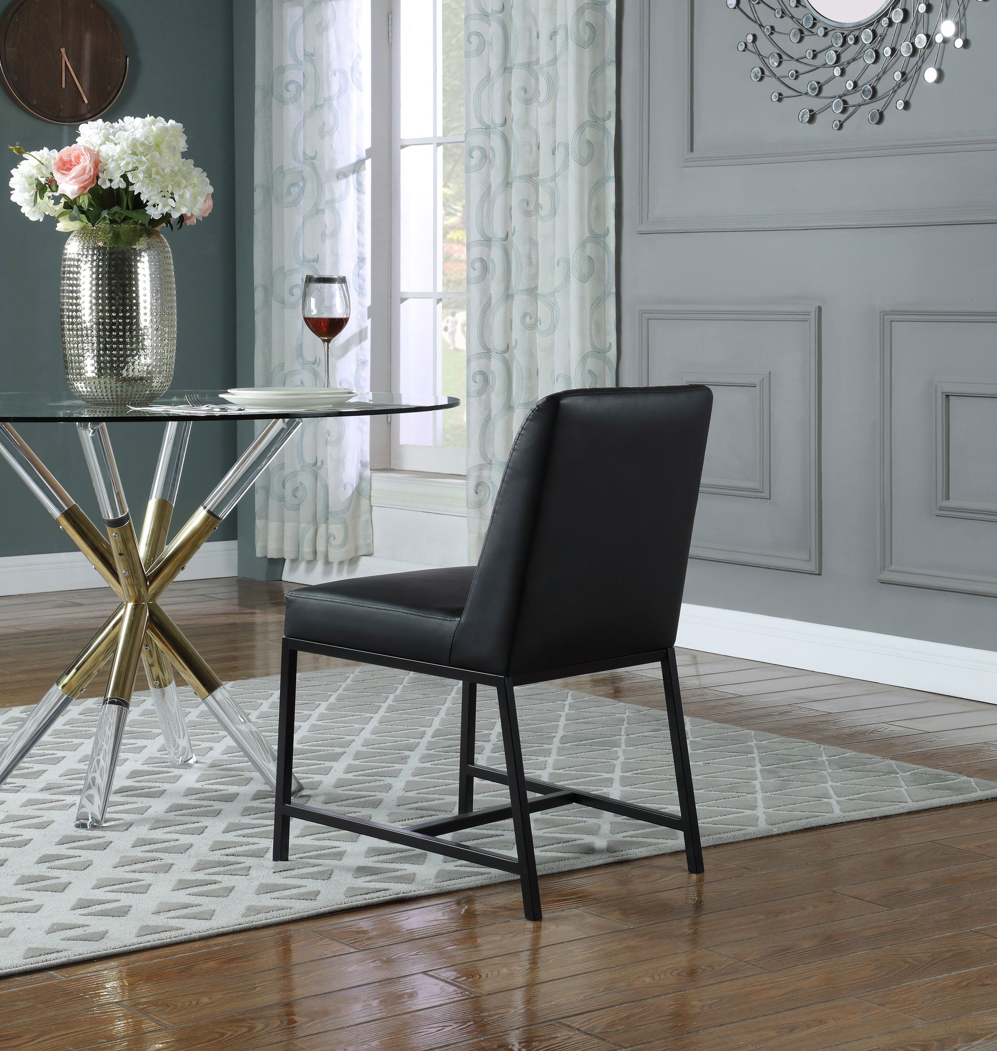 Bryce Faux Leather Dining Chair with Matte Black Metal Legs