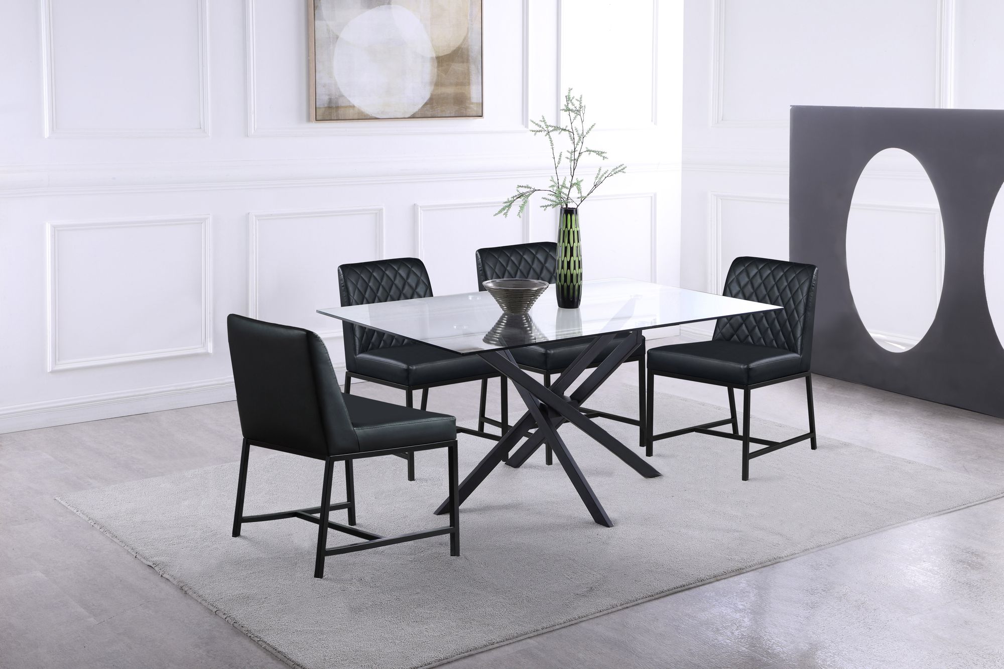 Bryce Faux Leather Dining Chair with Matte Black Metal Legs