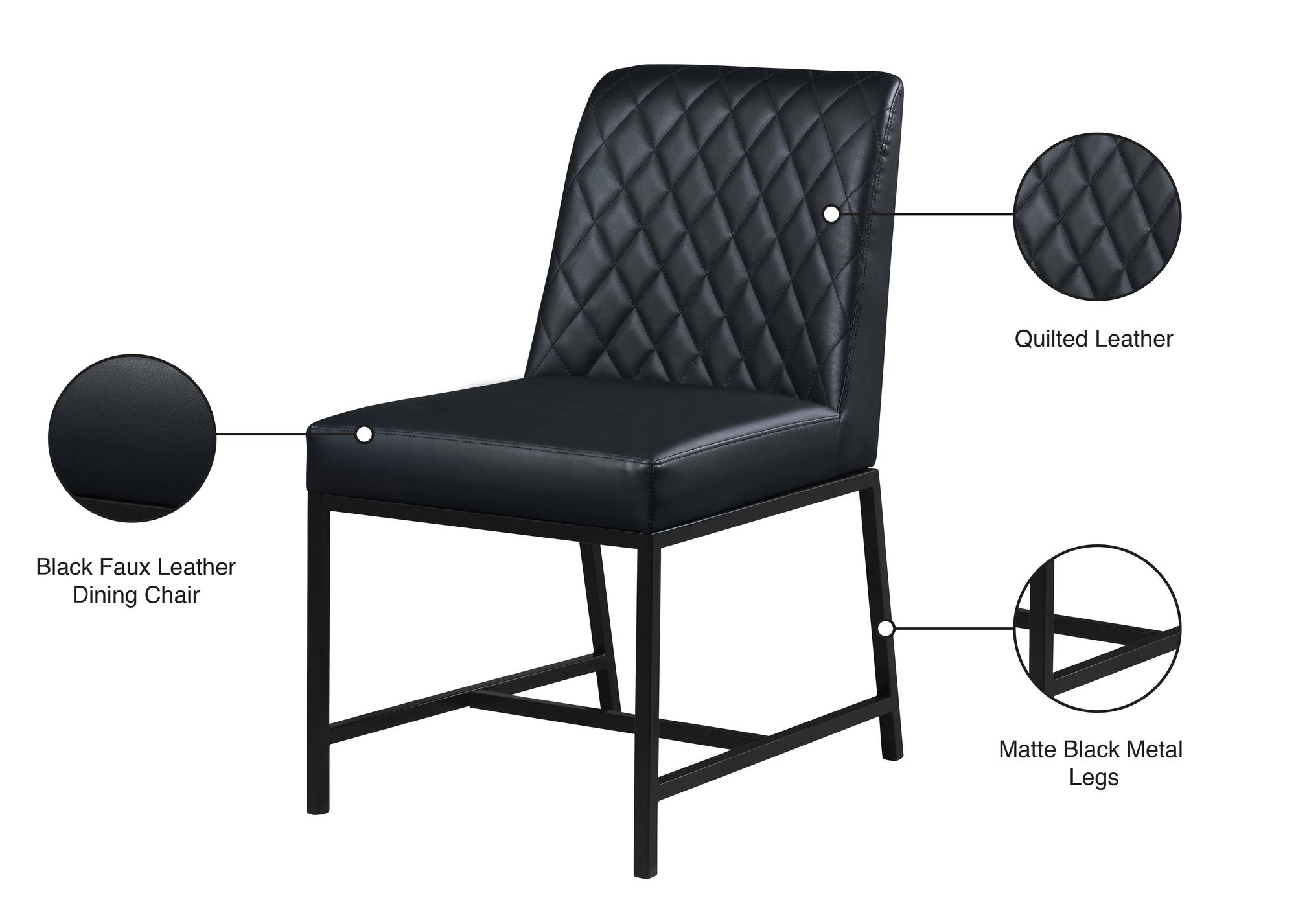 Bryce Faux Leather Dining Chair with Matte Black Metal Legs