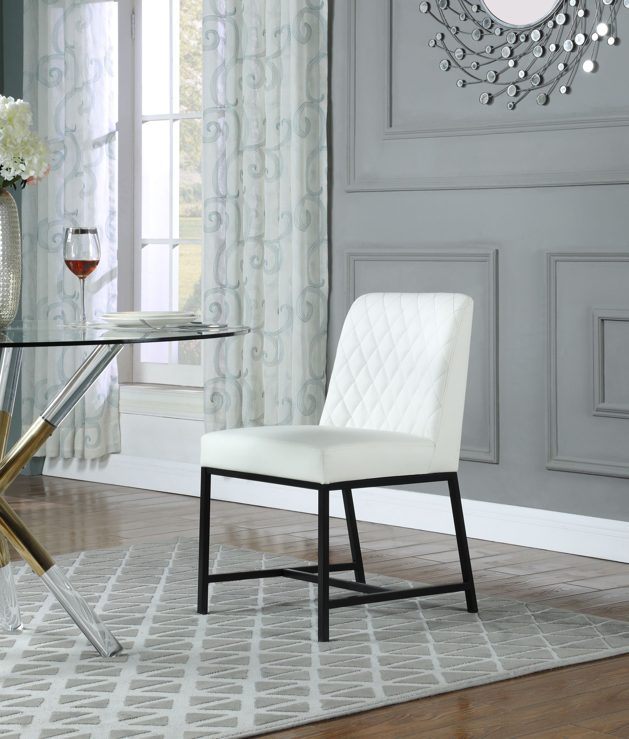 Bryce Faux Leather Dining Chair with Matte Black Metal Legs
