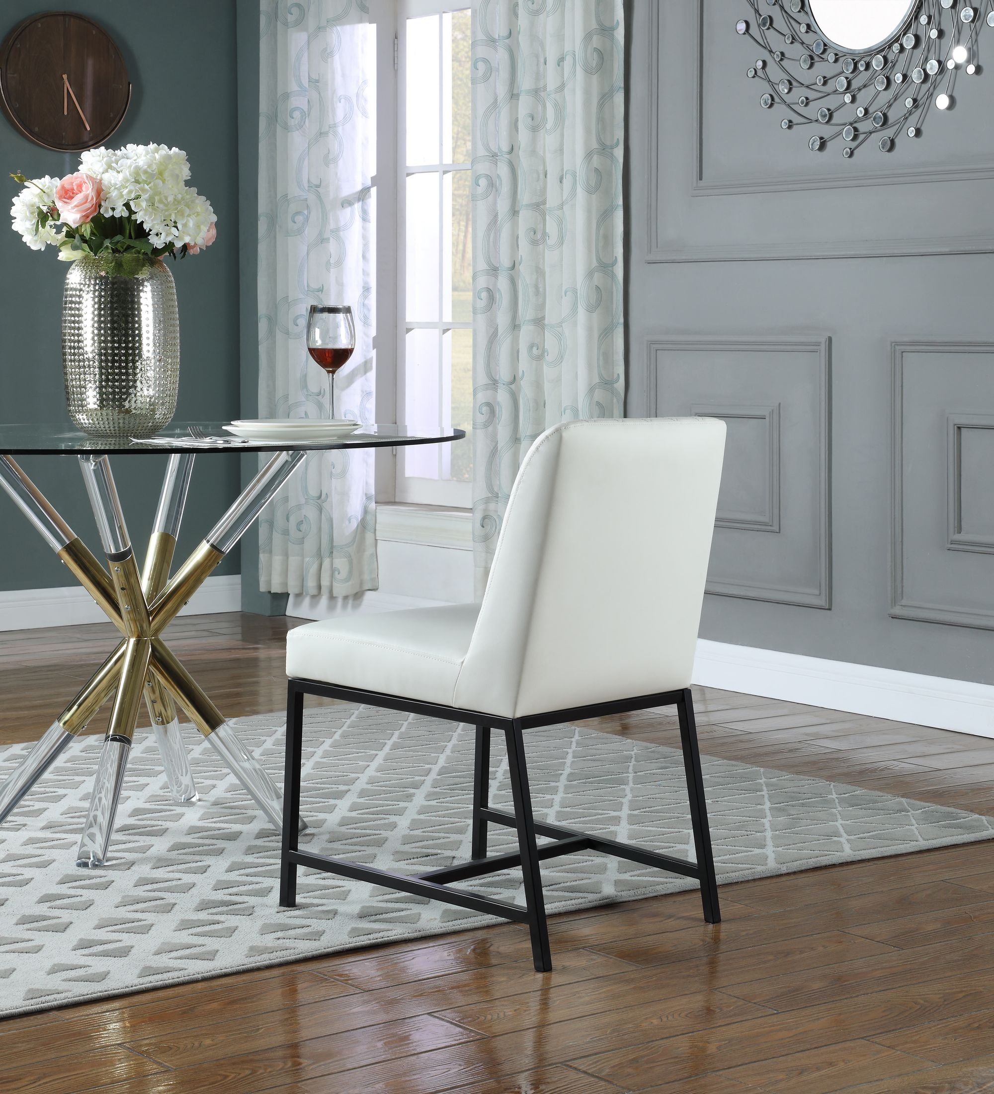 Bryce Faux Leather Dining Chair with Matte Black Metal Legs