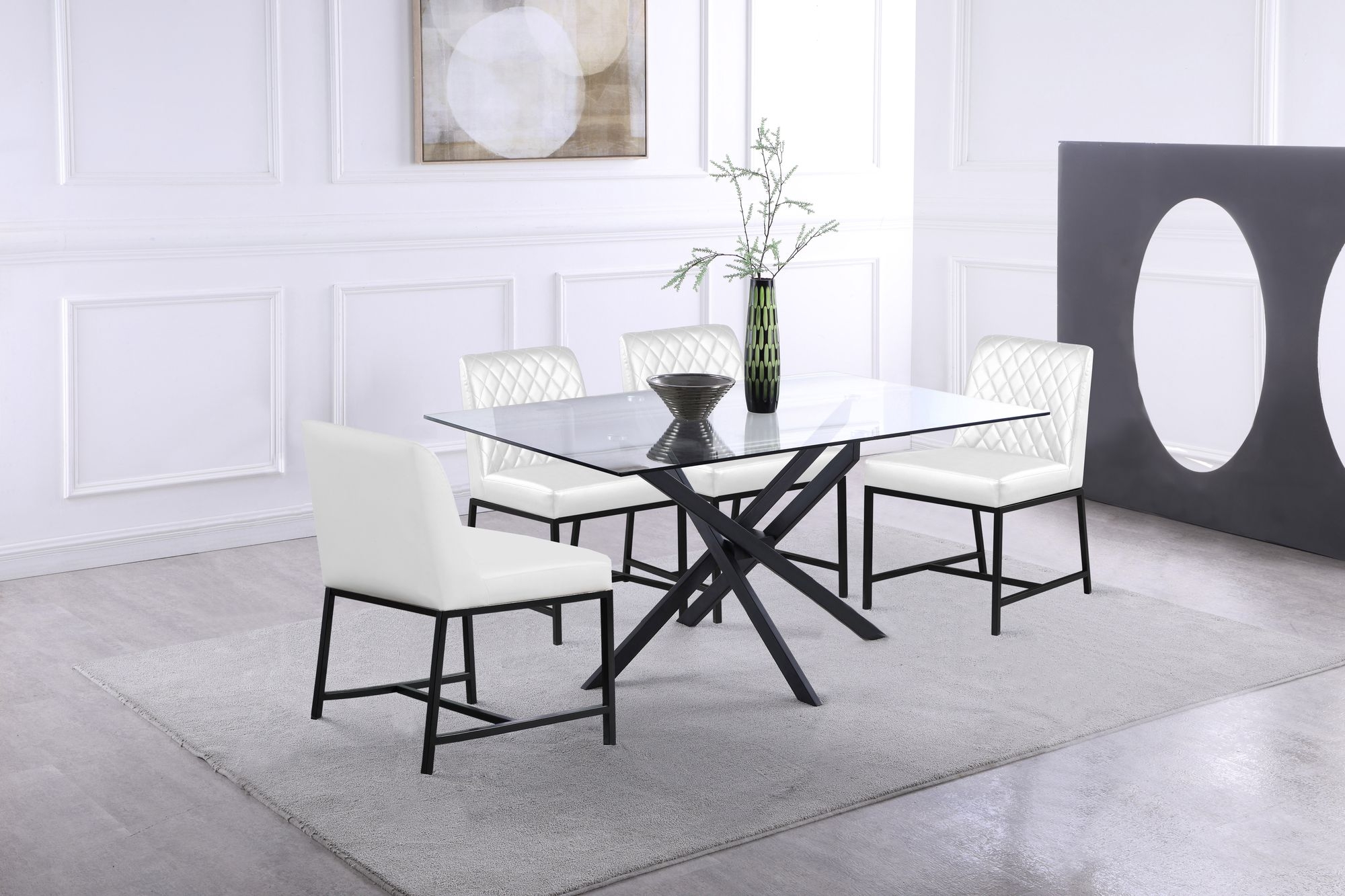 Bryce Faux Leather Dining Chair with Matte Black Metal Legs