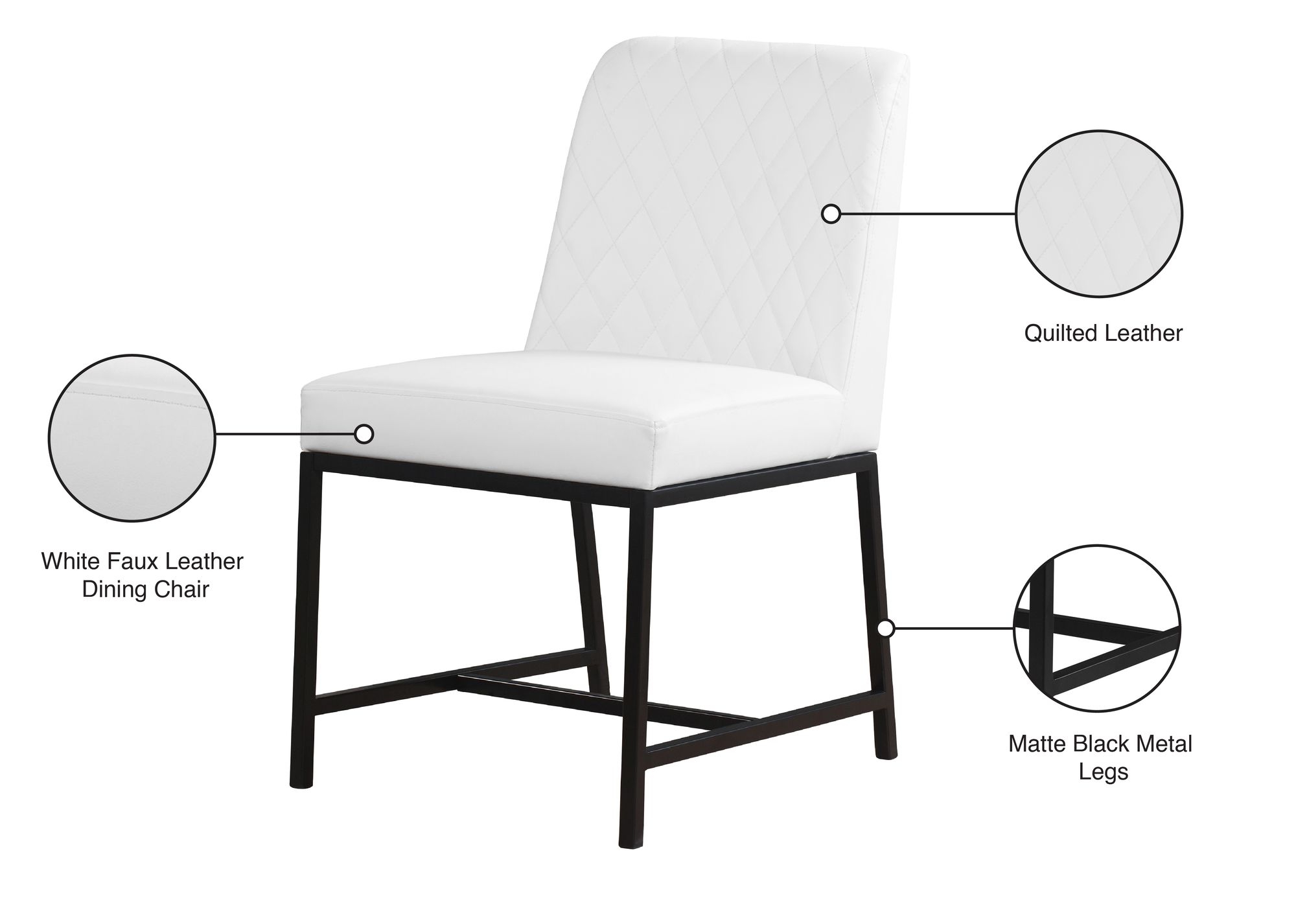 Bryce Faux Leather Dining Chair with Matte Black Metal Legs