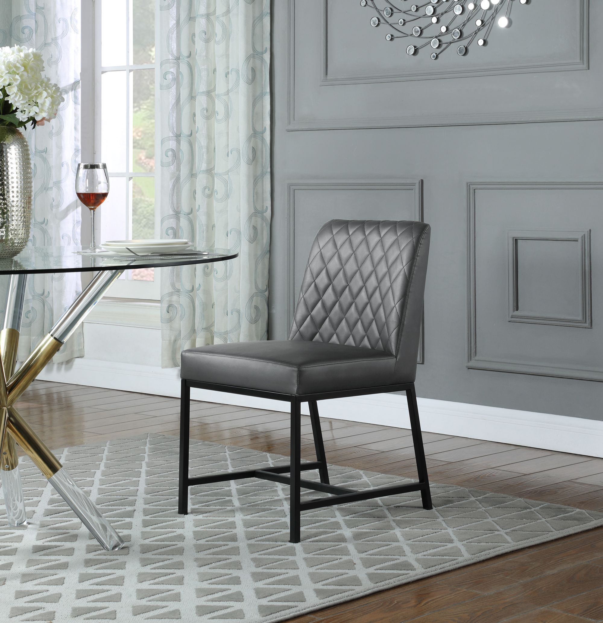 Bryce Faux Leather Dining Chair with Matte Black Metal Legs