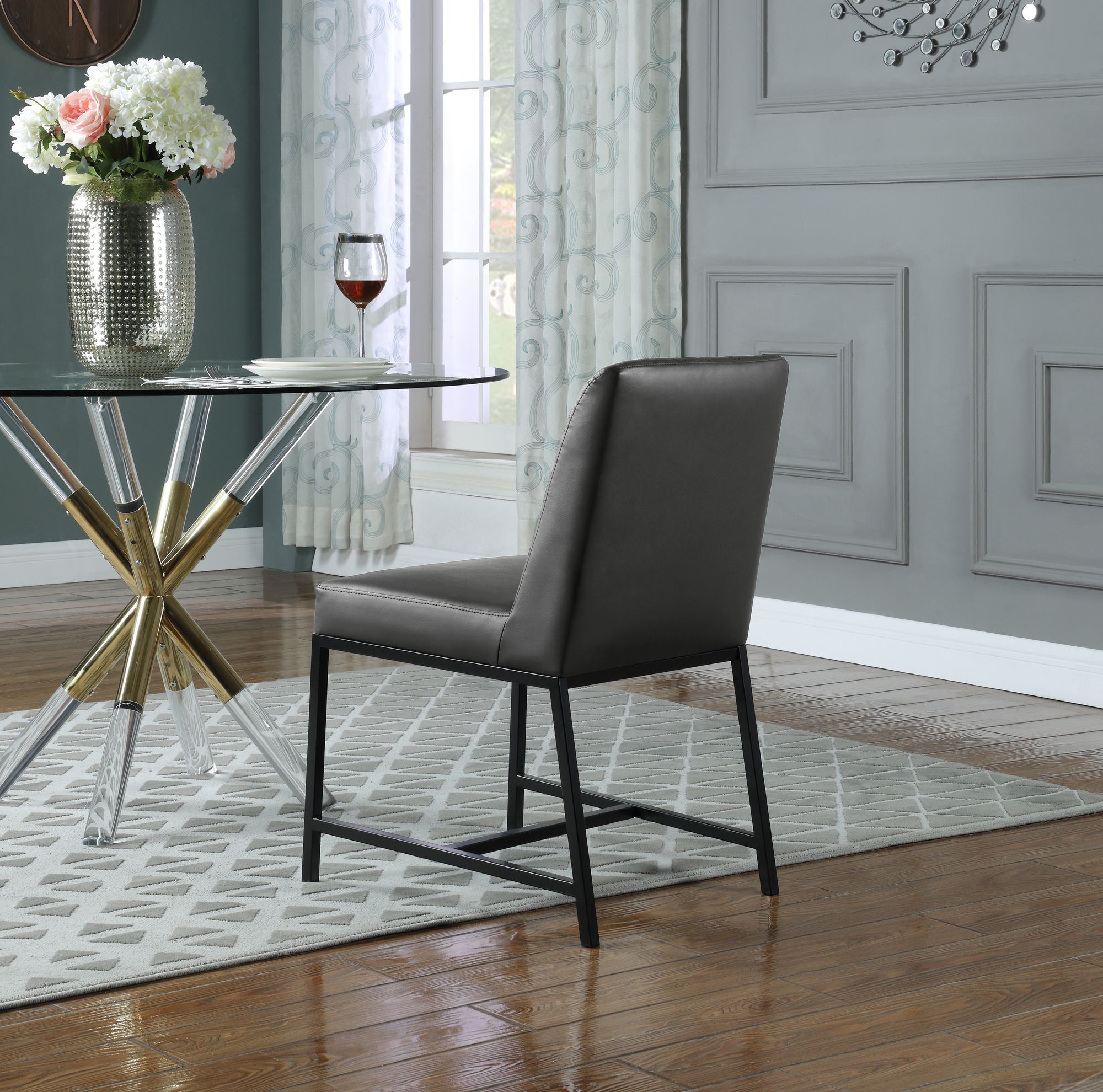 Bryce Faux Leather Dining Chair with Matte Black Metal Legs