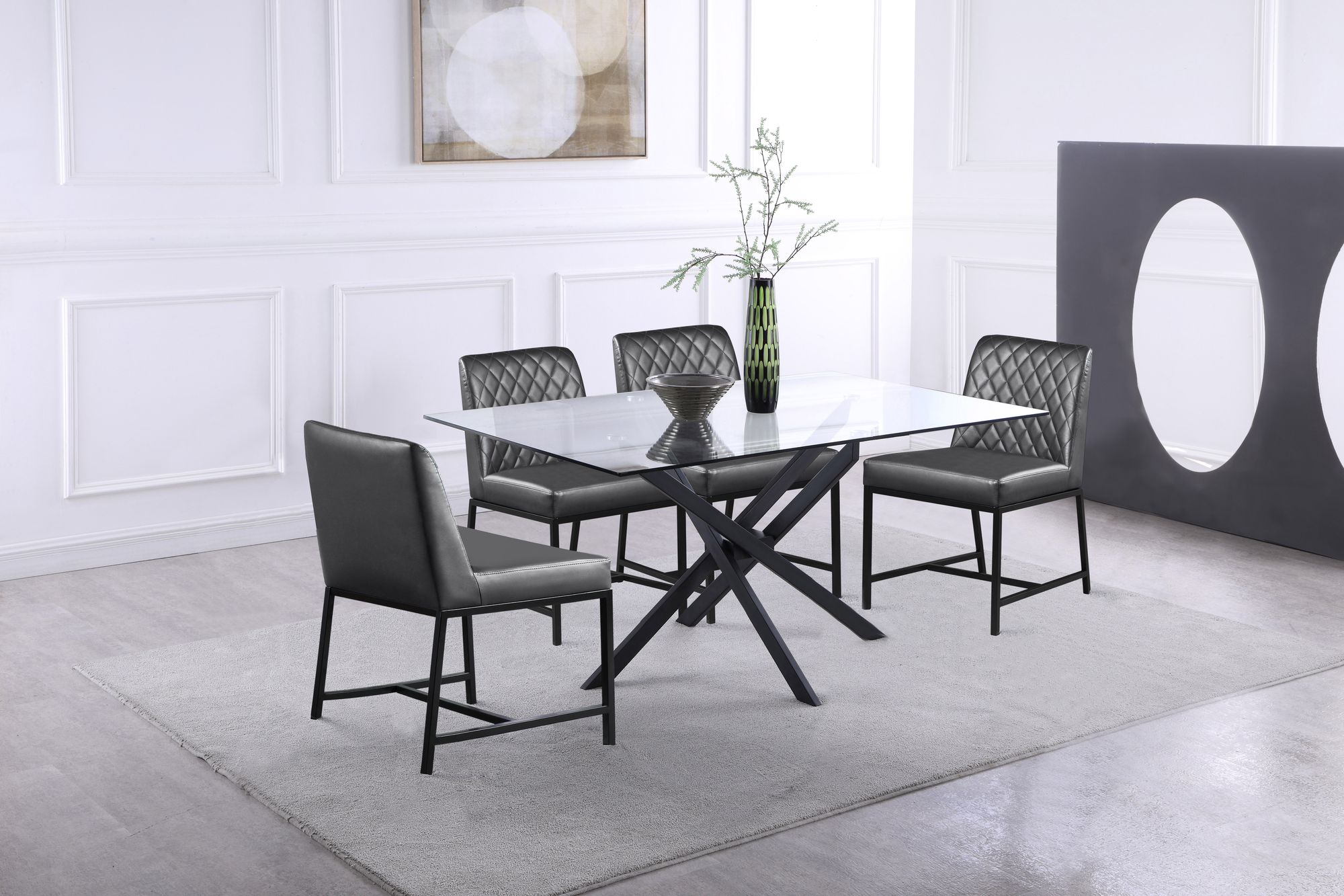 Bryce Faux Leather Dining Chair with Matte Black Metal Legs