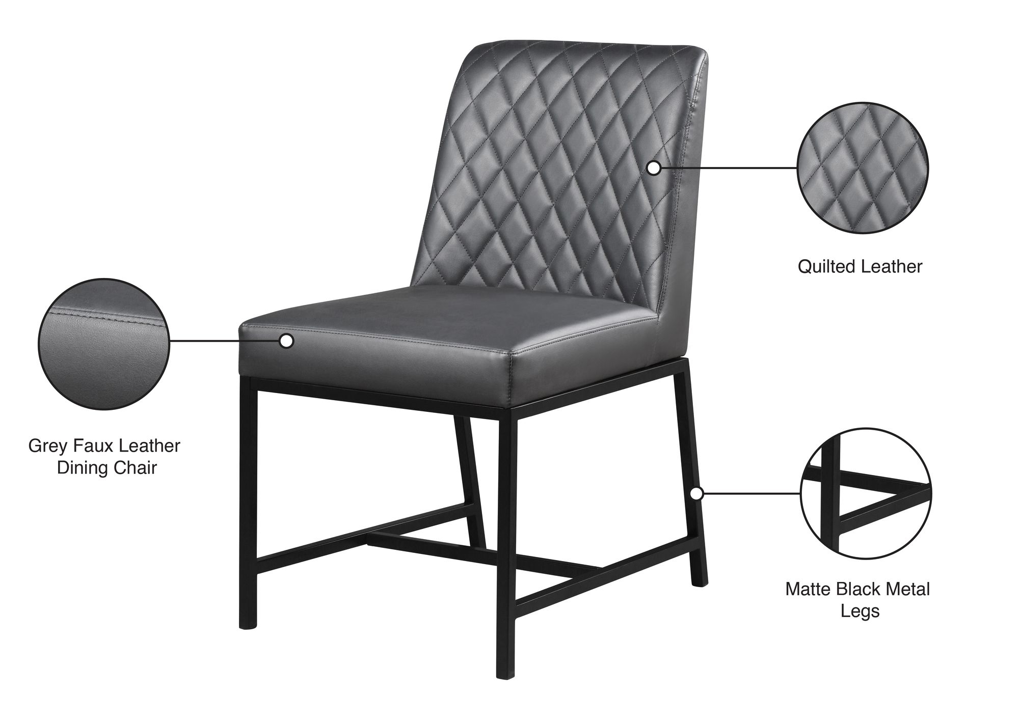 Bryce Faux Leather Dining Chair with Matte Black Metal Legs