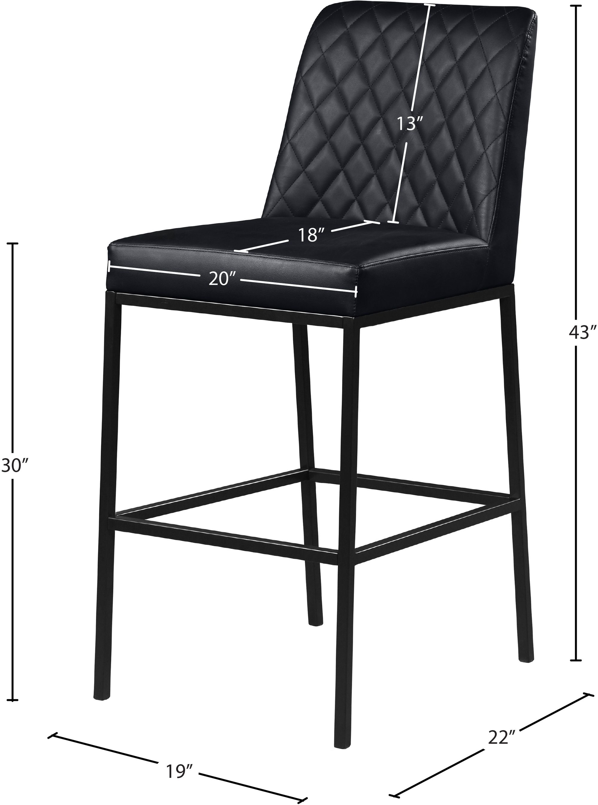 Bryce Faux Leather Bar Stool with Matte Black Metal Legs