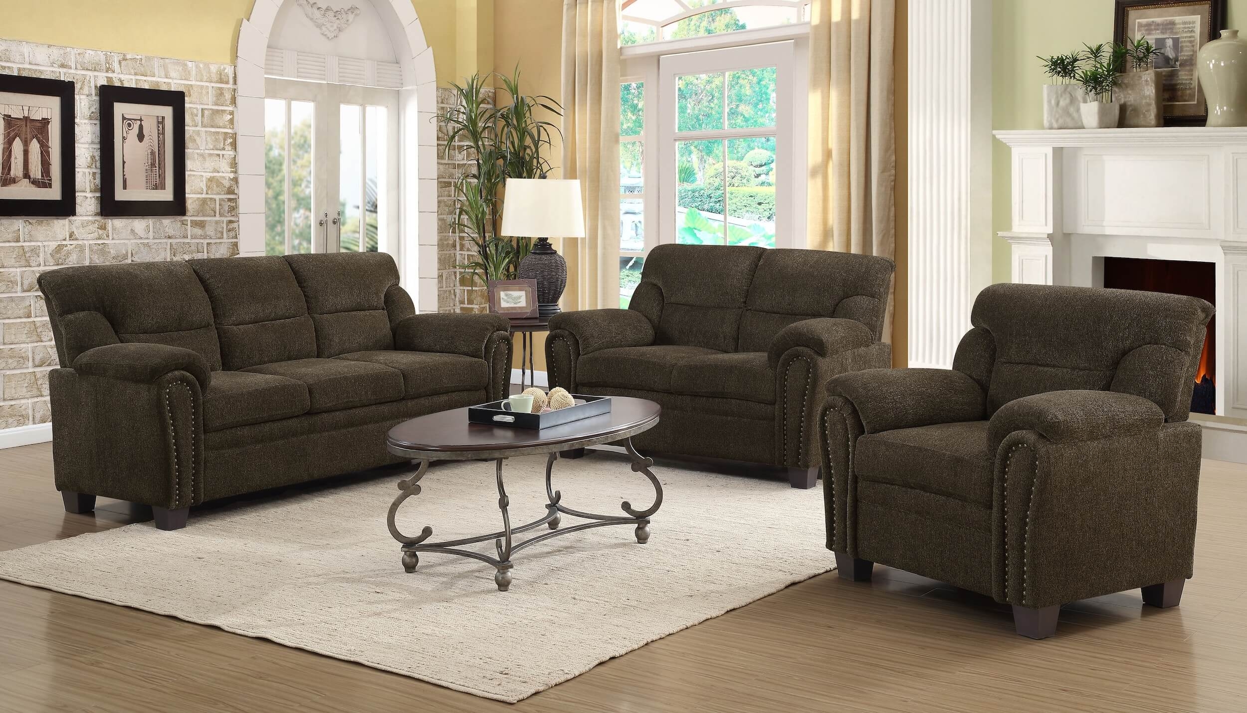 Clemintine Chenille Loveseat with Nailhead Trim