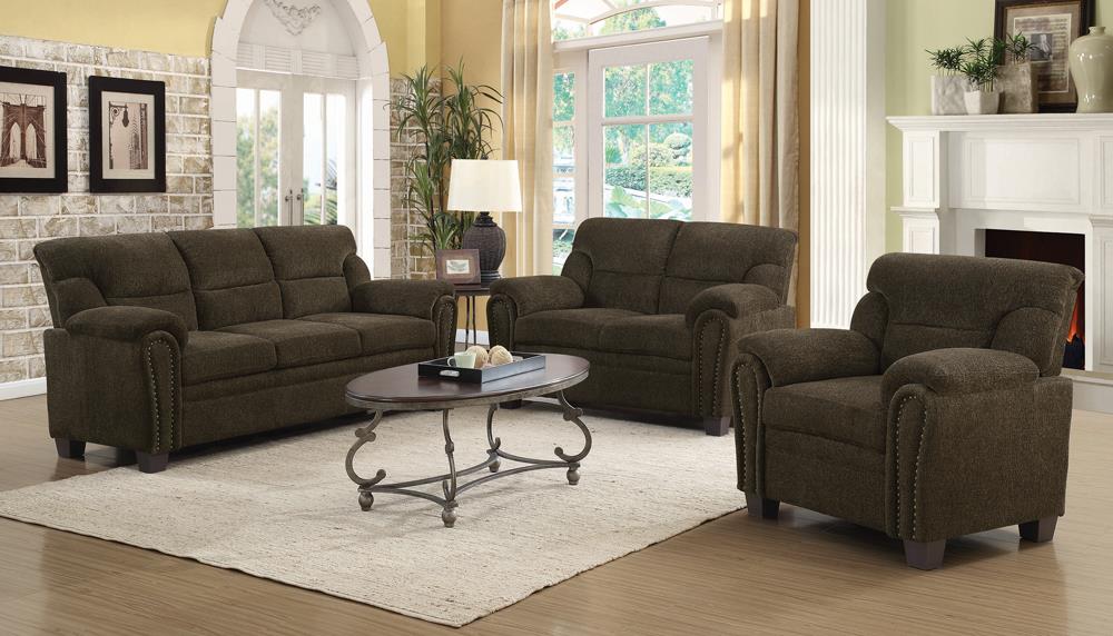 Clemintine Chenille Sofa with Nailhead Trim