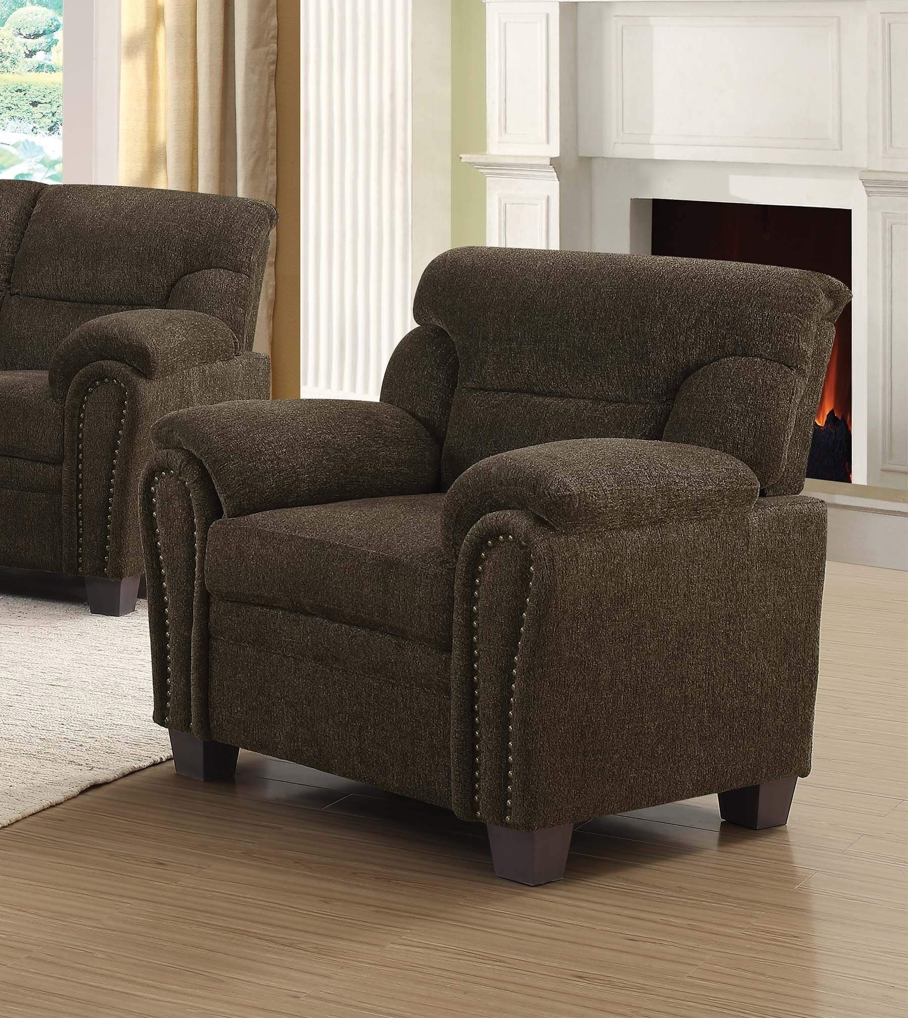 Clemintine Chenille Chair with Nailhead Trim