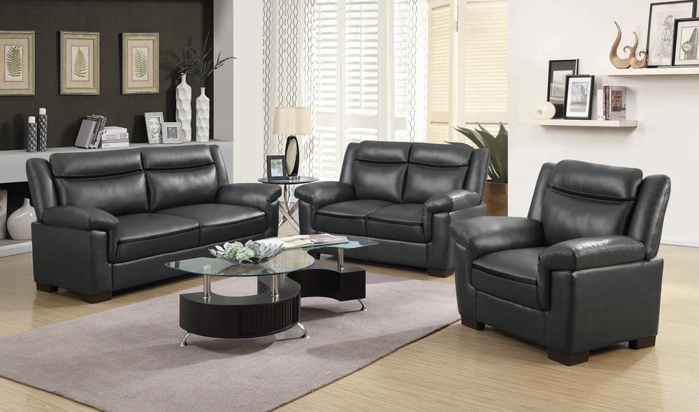 Arabella 3 piece Upholstered Padded Arm Sofa Set Grey