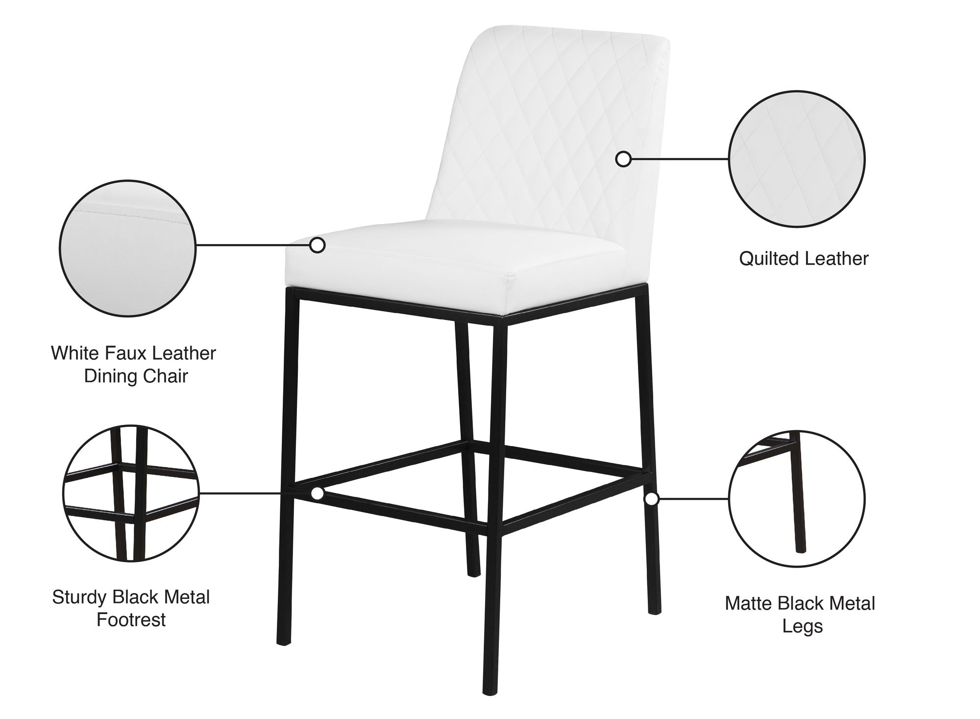 Bryce Faux Leather Bar Stool with Matte Black Metal Legs