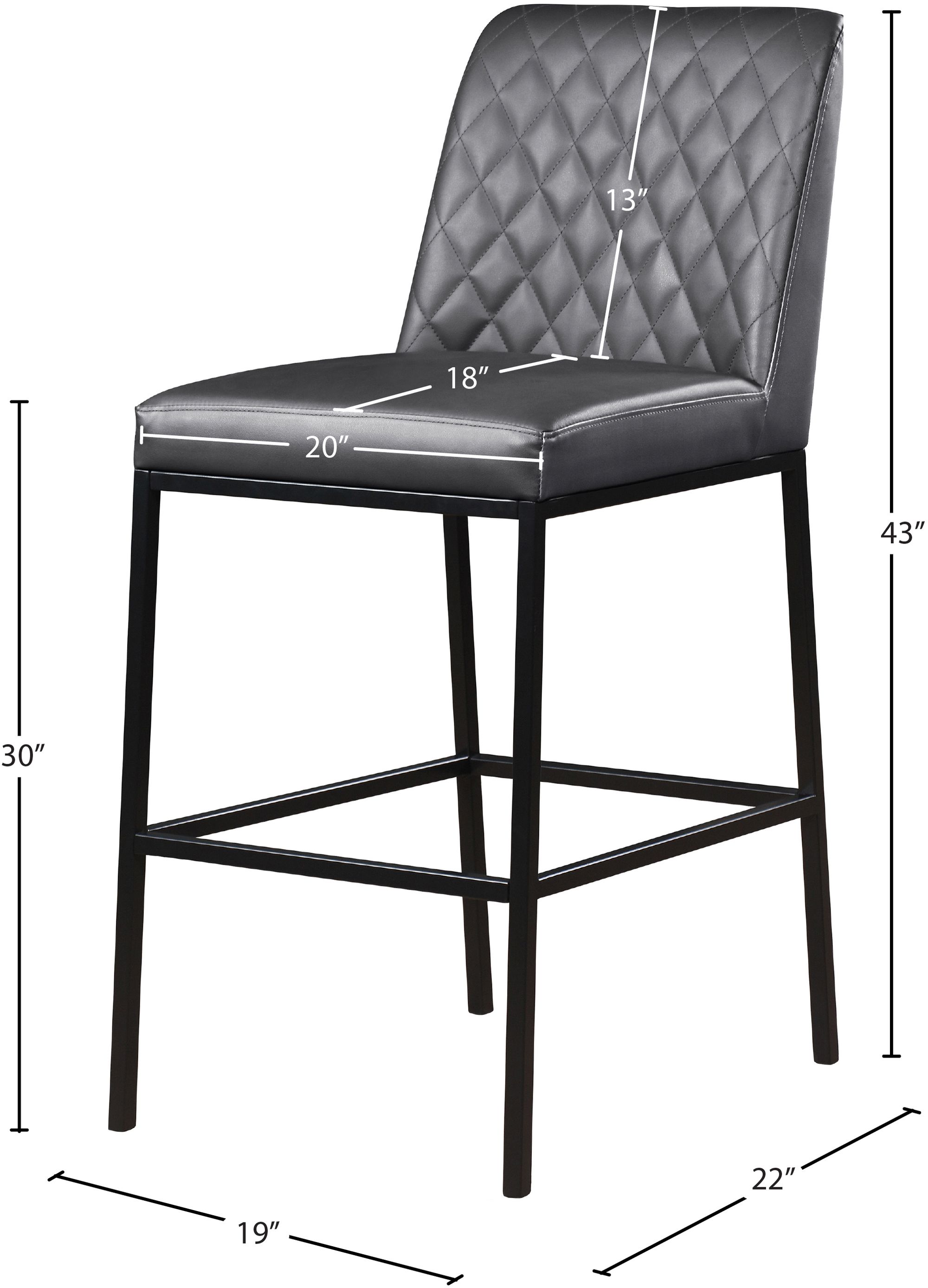 Bryce Faux Leather Bar Stool with Matte Black Metal Legs