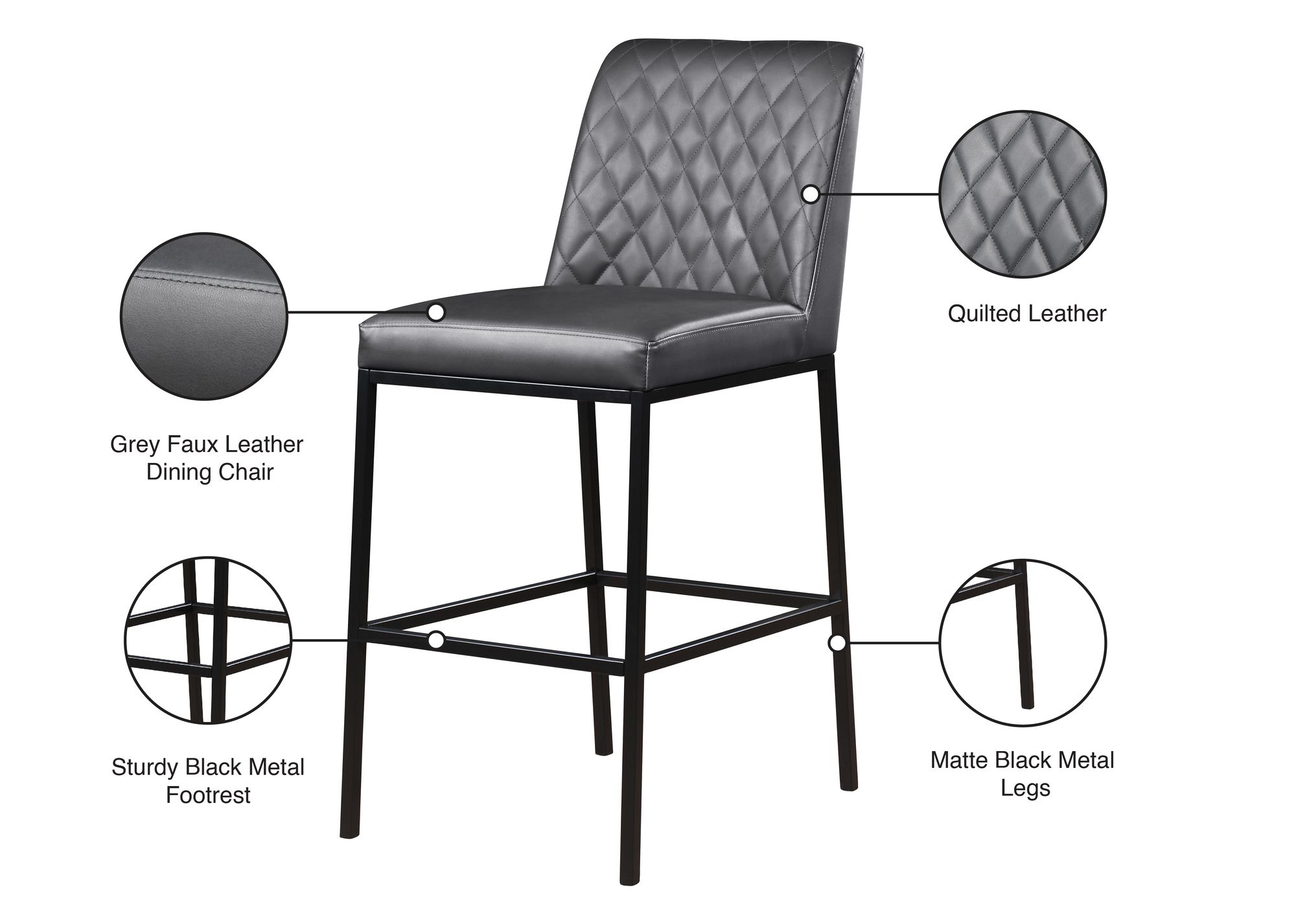 Bryce Faux Leather Bar Stool with Matte Black Metal Legs