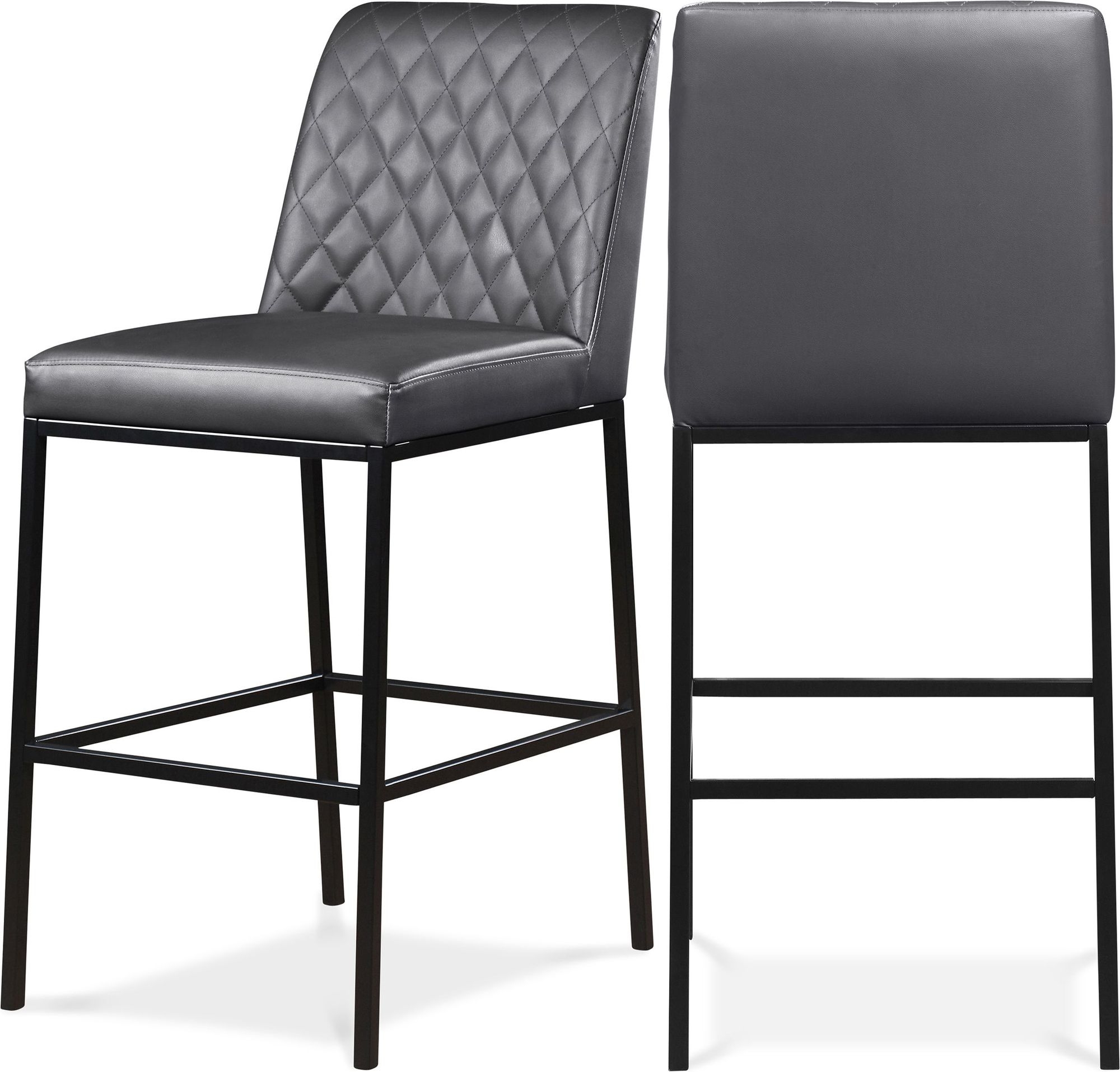 Bryce Faux Leather Bar Stool with Matte Black Metal Legs