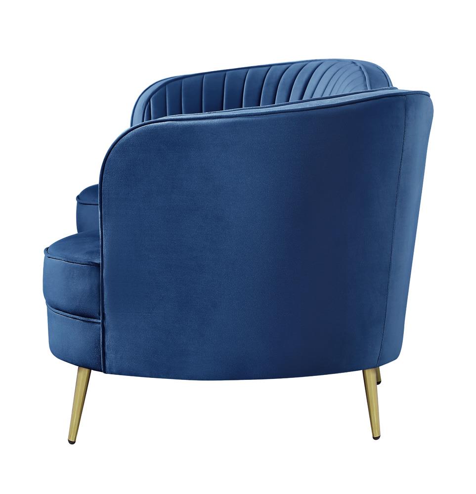Sophia Velvet Sofa with Camel Back