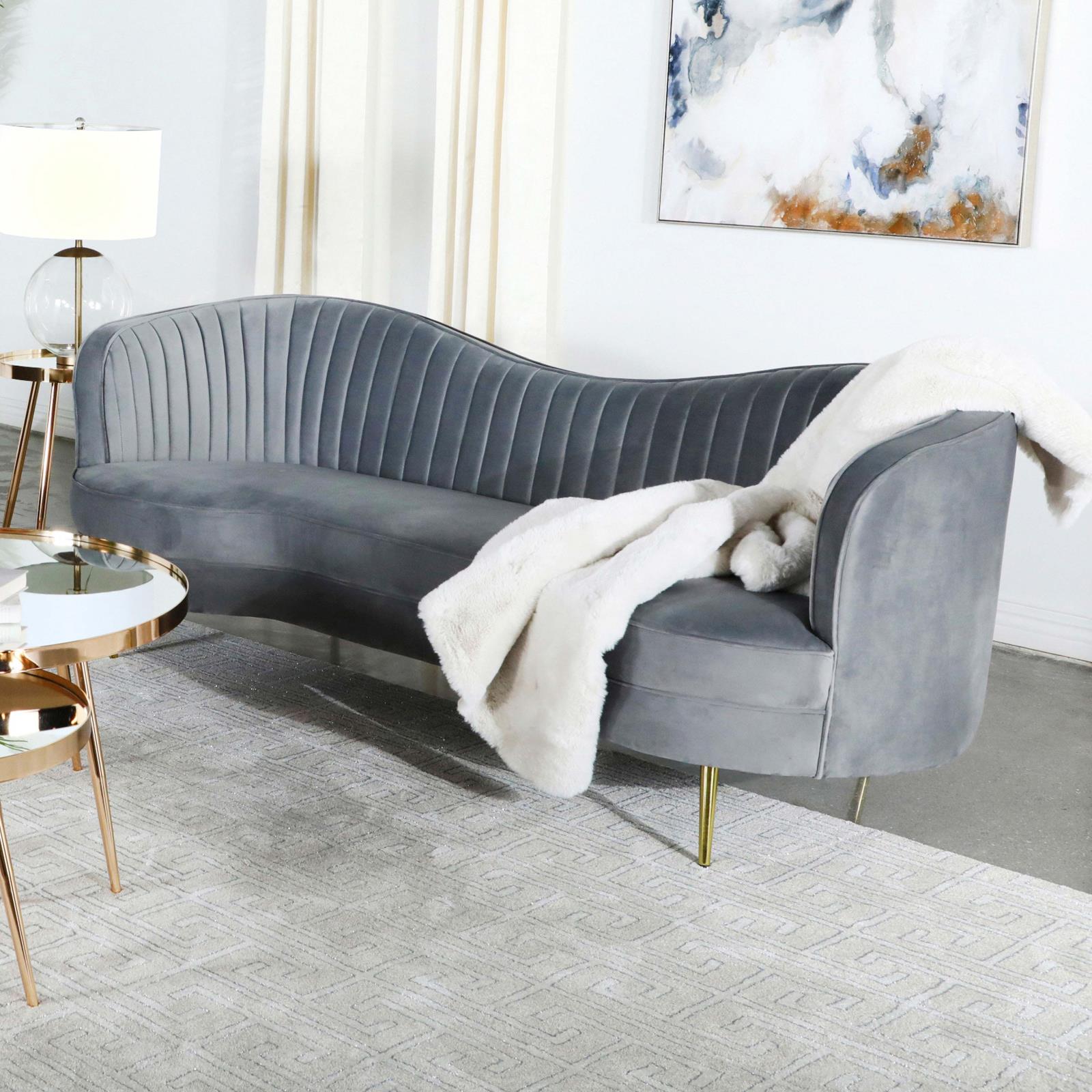 Sophia Channel Tufted Back Velvet Living Room Set