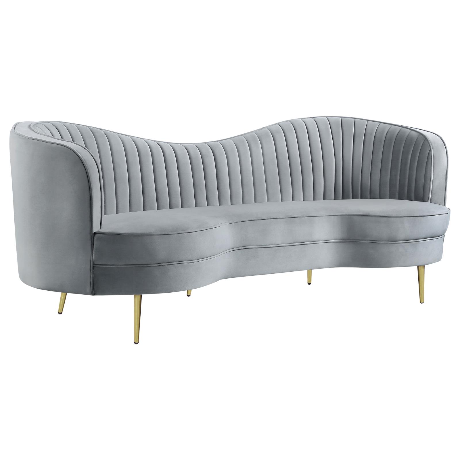 Sophia Velvet Sofa with Camel Back