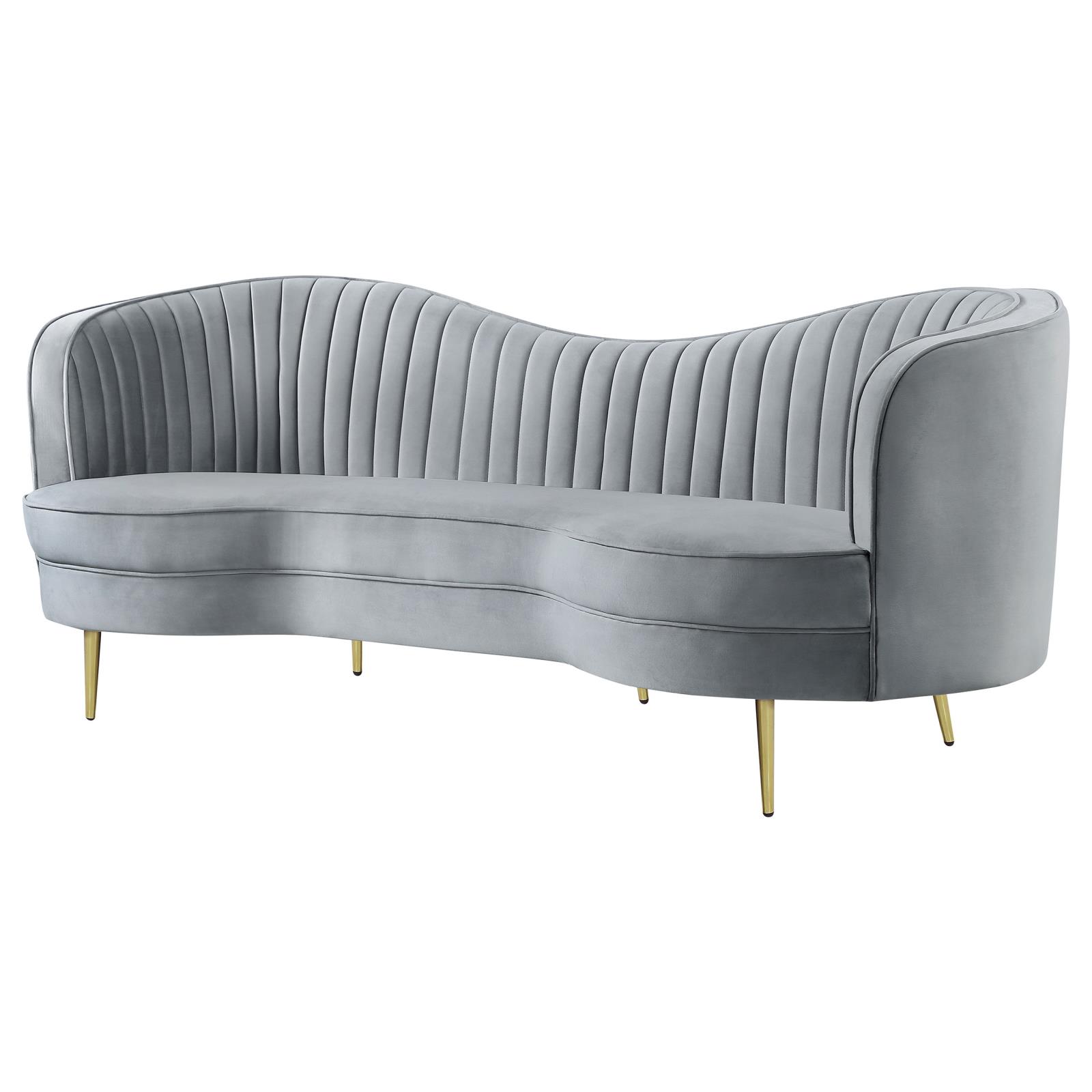Sophia Velvet Sofa with Camel Back