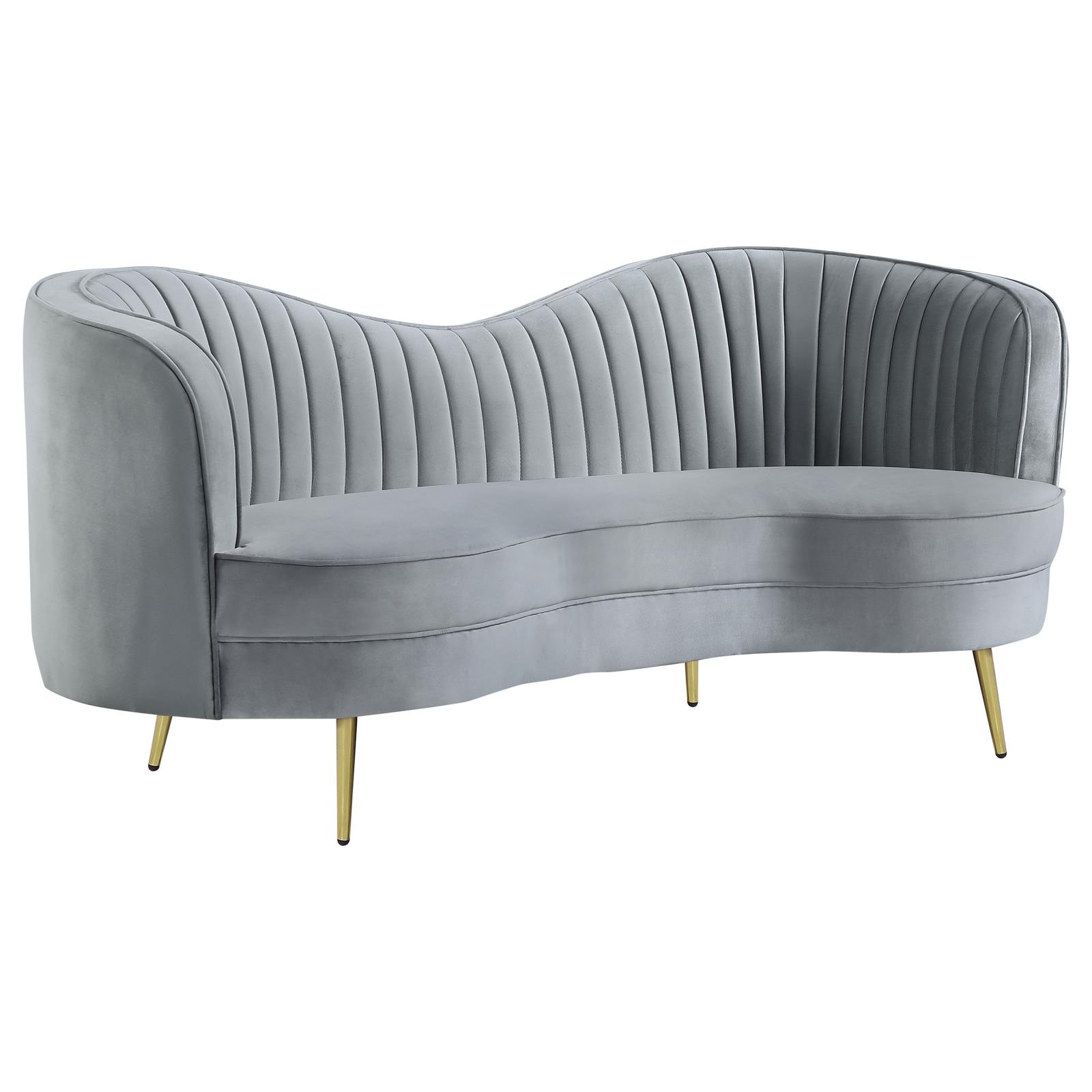 Sophia Channel Tufted Back Velvet Living Room Set