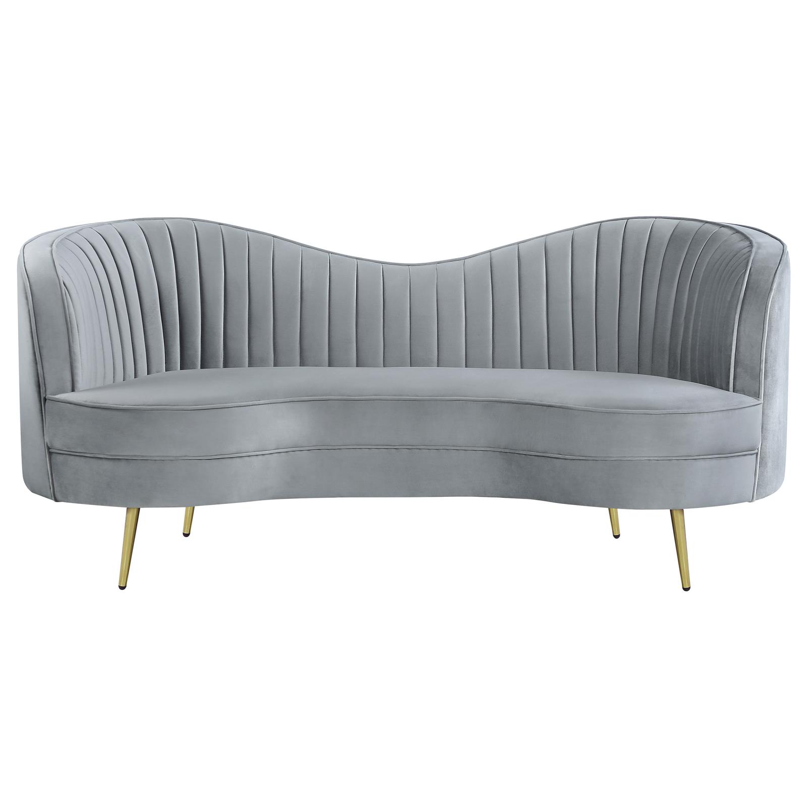 Sophia Velvet Loveseat with Camel Back