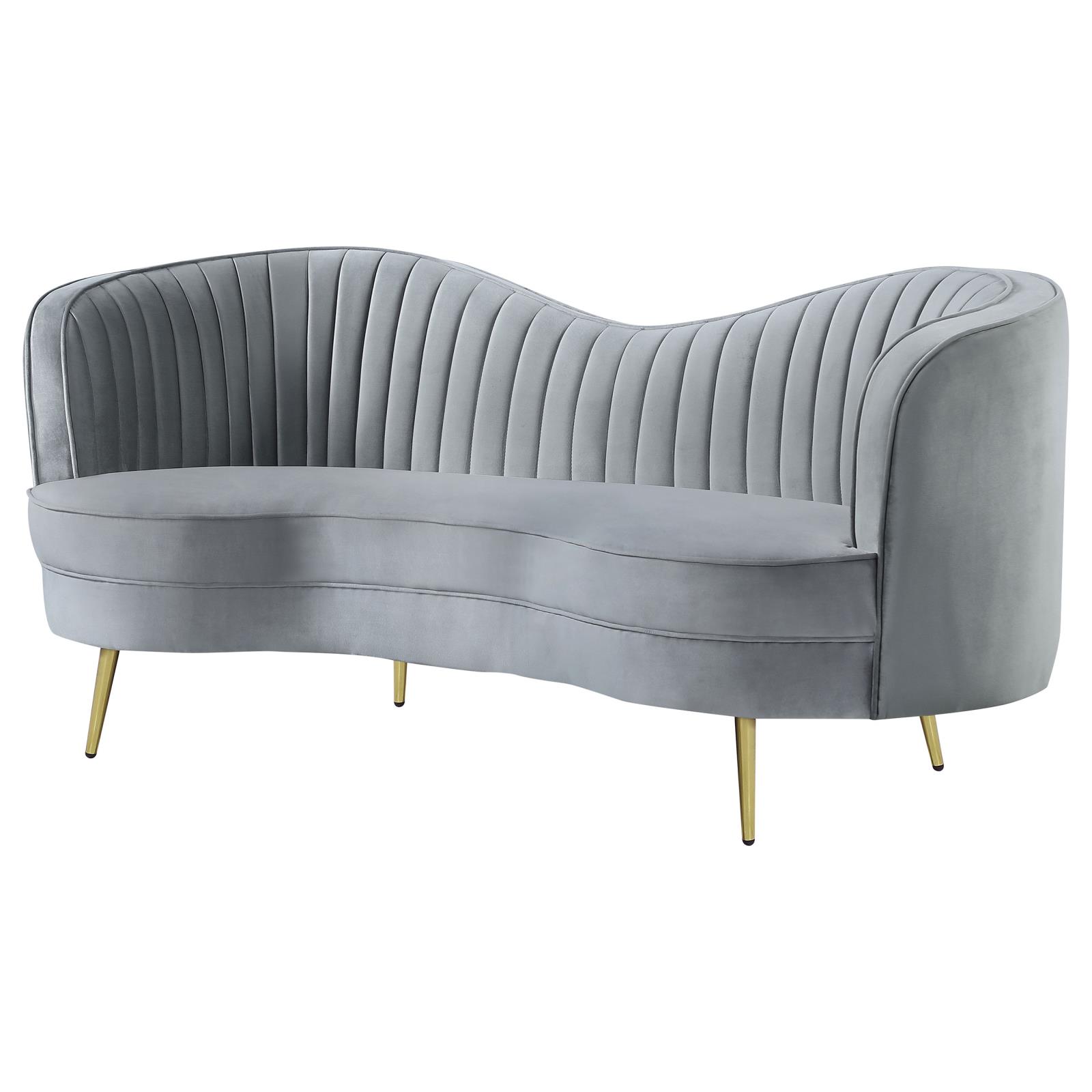 Sophia Channel Tufted Back Velvet Living Room Set