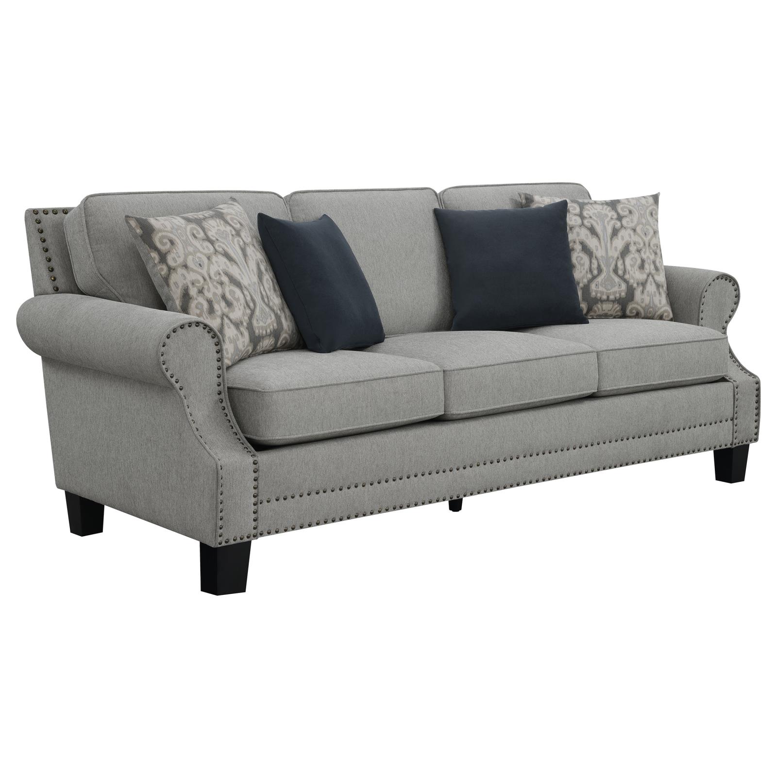 Sheldon Woven Fabric Living Room Set with Rolled Arms