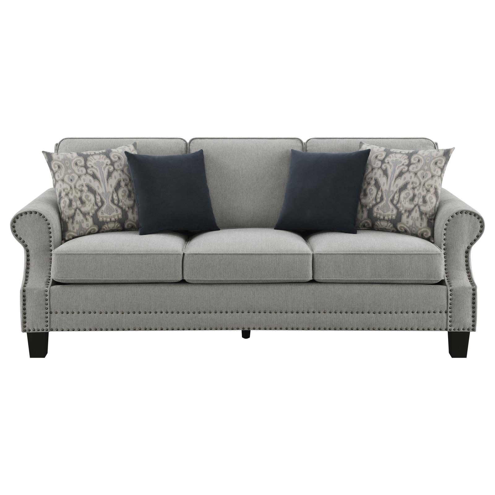 Sheldon Woven Fabric Living Room Set with Rolled Arms